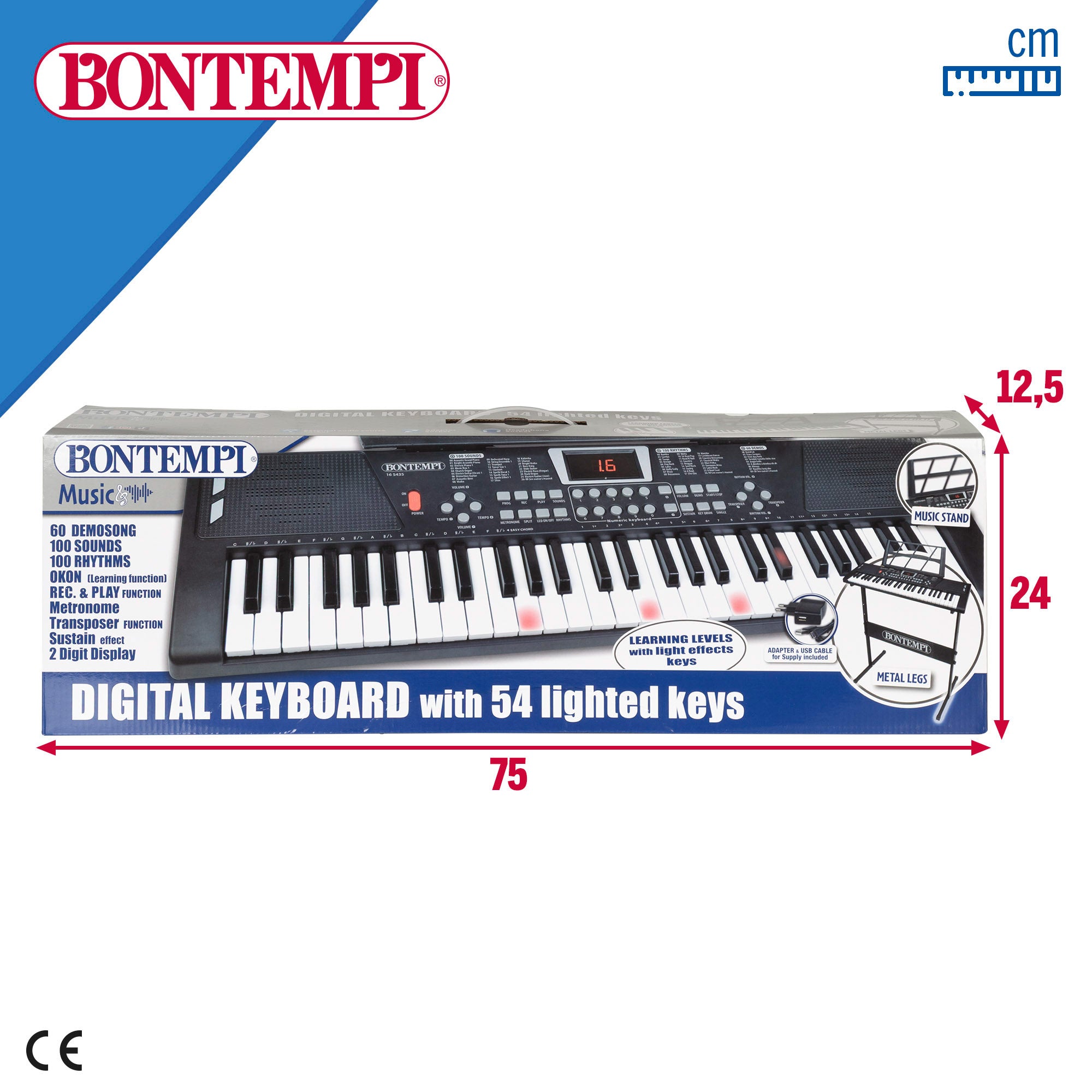 Teclado digital con atril y patas 54 teclas Bontempi