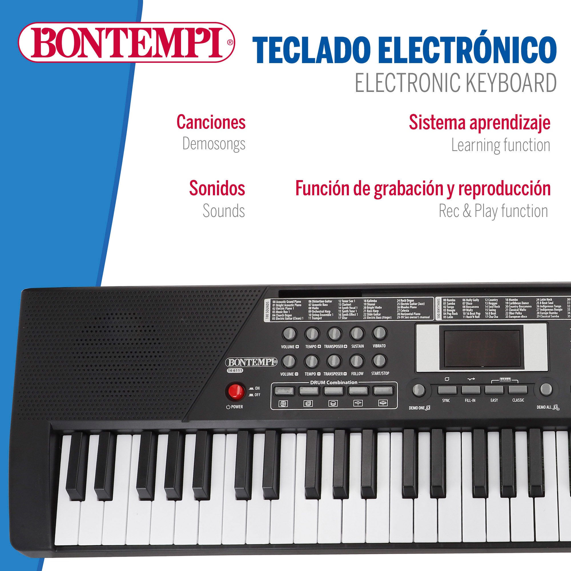 Teclado digital con atril 61 teclas Bontempi