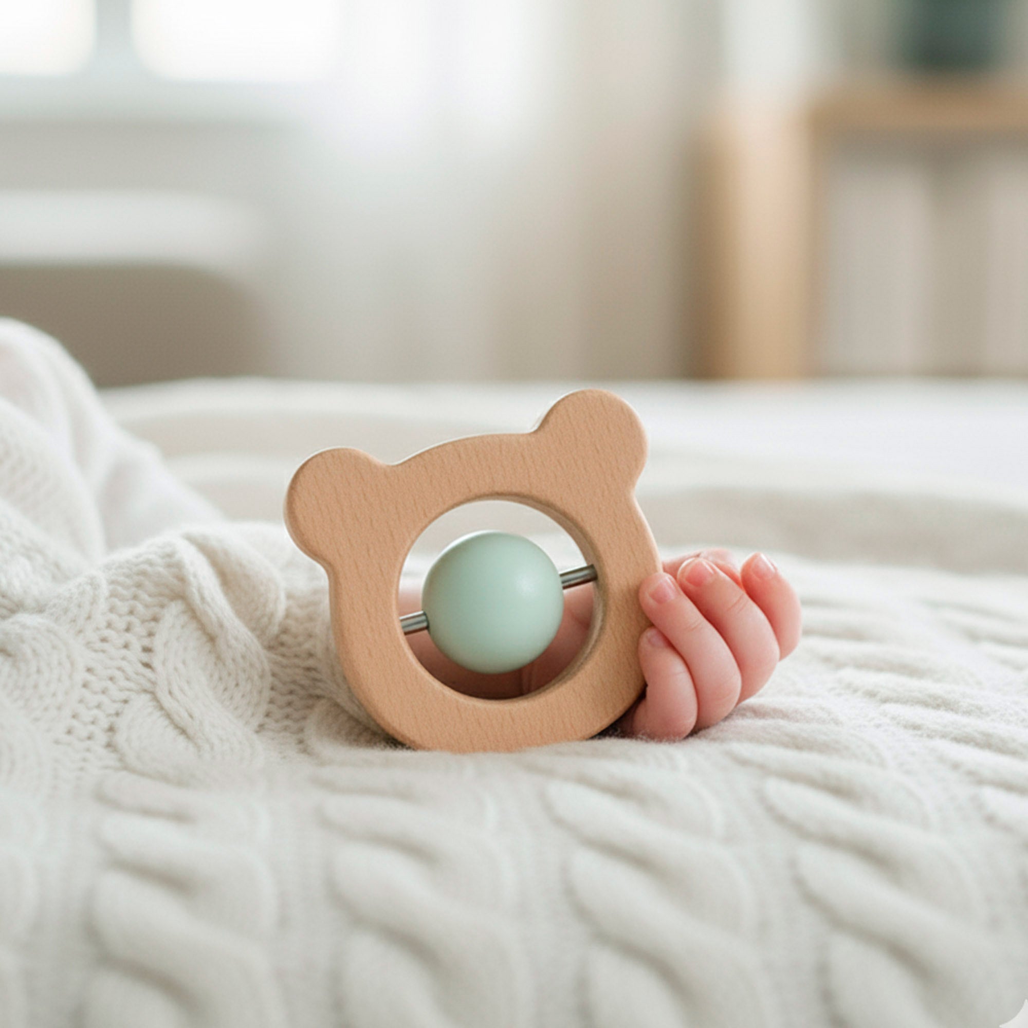WOOMAX Set 4 sonajeros bebé recién nacido madera