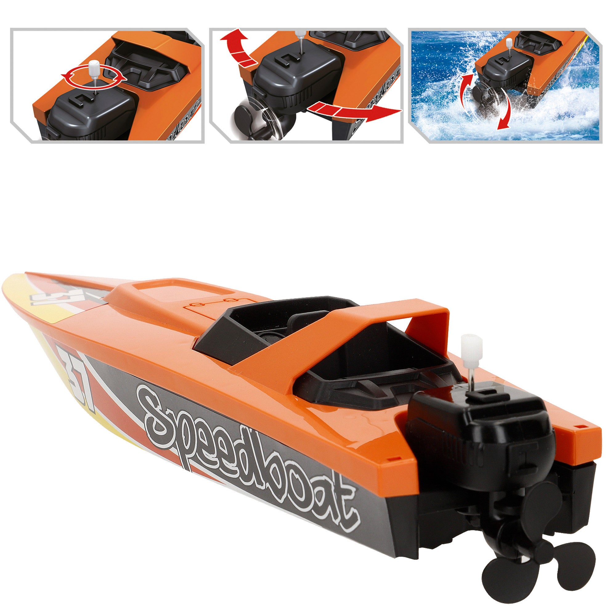 Camión transporte con luz y sonido 1:14 + lancha de juguete Speed & Go