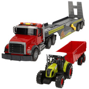 Camión transporte agrícola con luz y sonido 1:14 + tractor y remolque Speed & Go