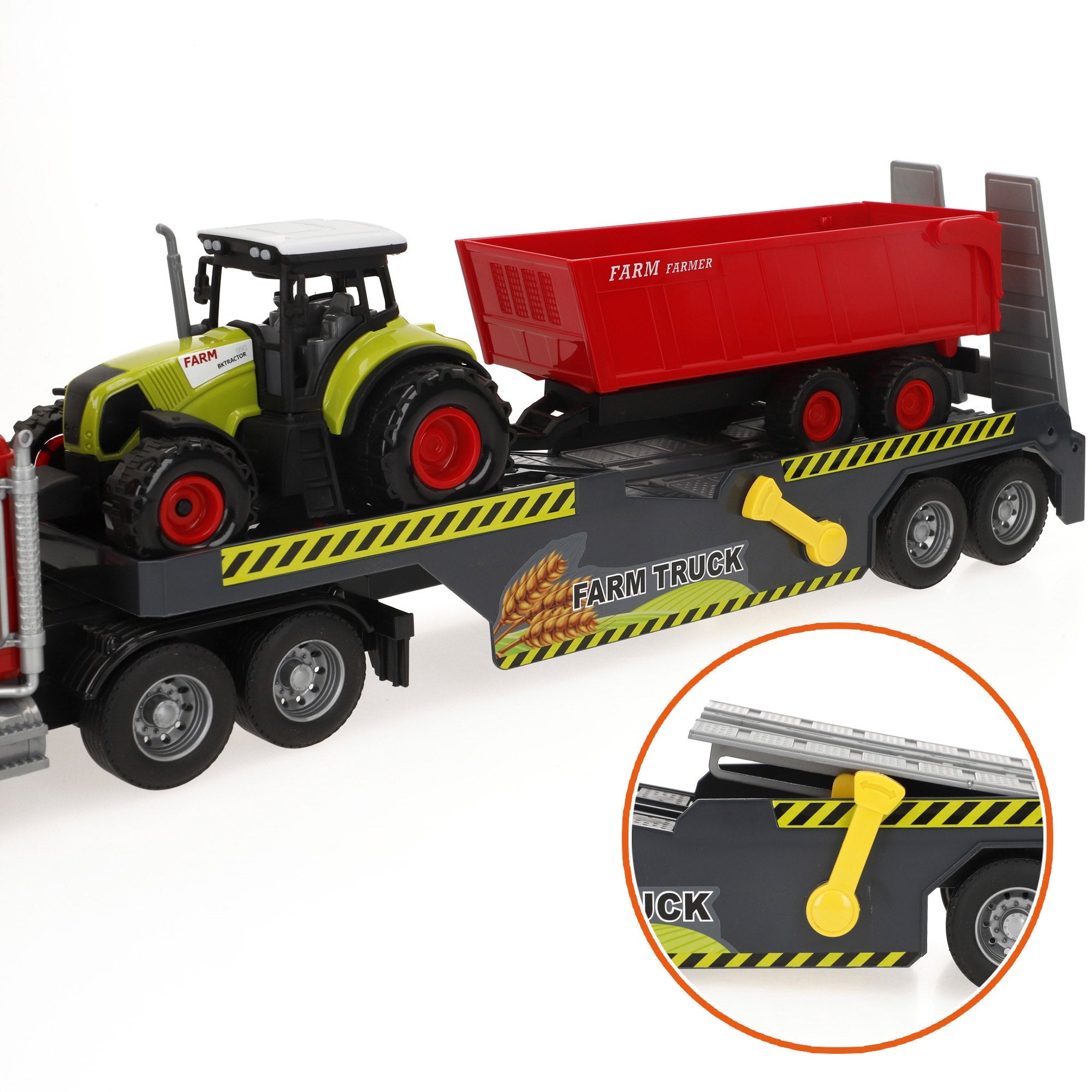 Camión transporte agrícola con luz y sonido 1:14 + tractor y remolque Speed & Go