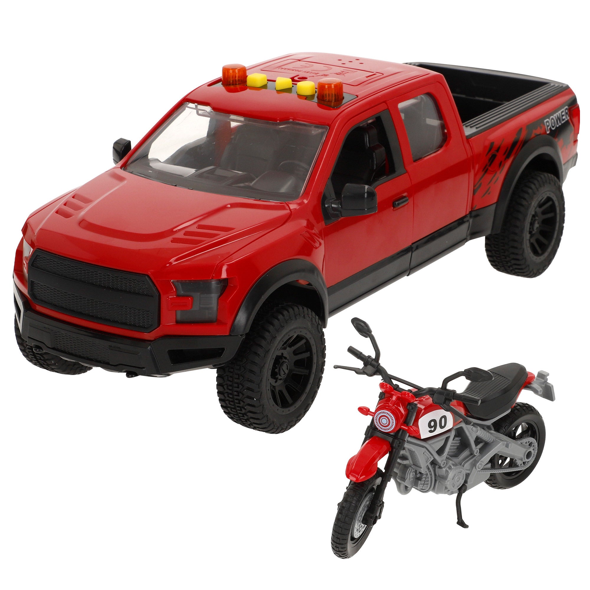 Coche pick up fricción con moto luz y sonido Speed & Go