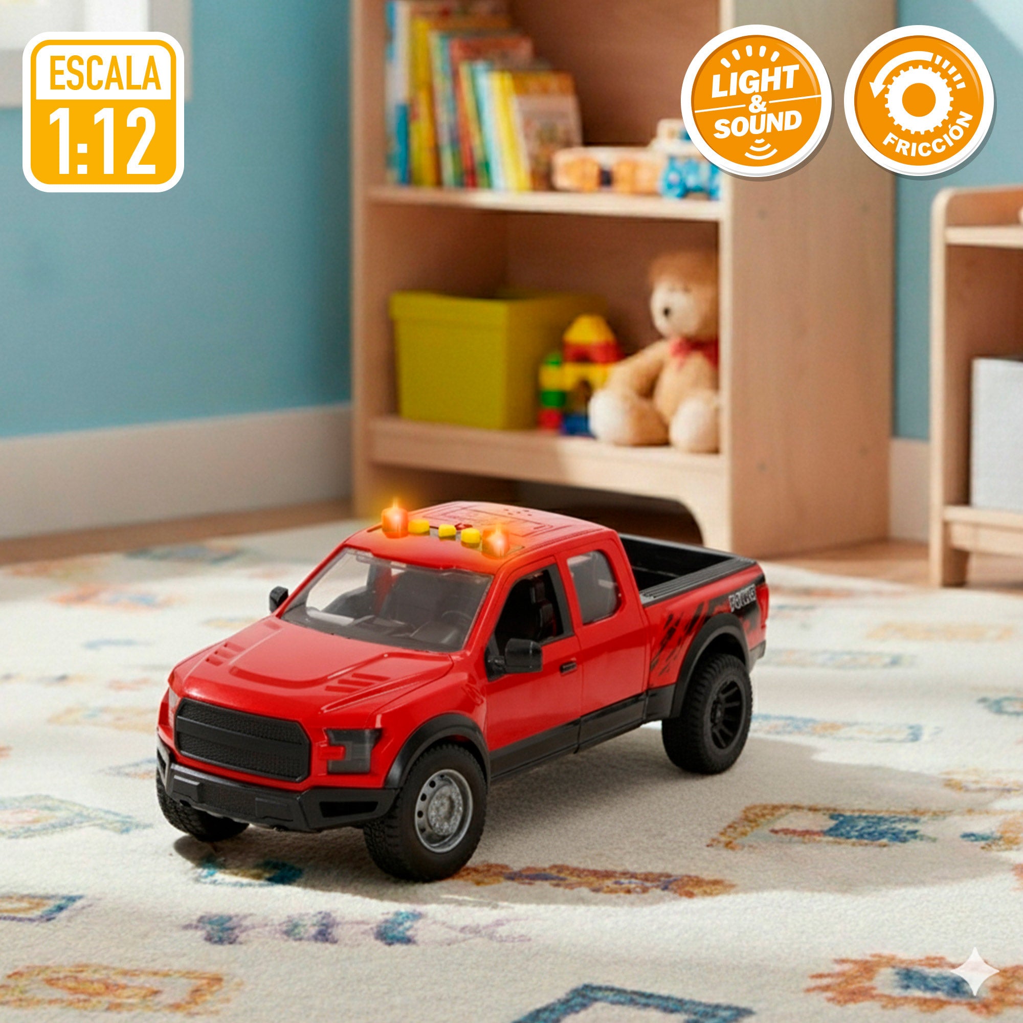 Coche pick up fricción con moto luz y sonido Speed & Go