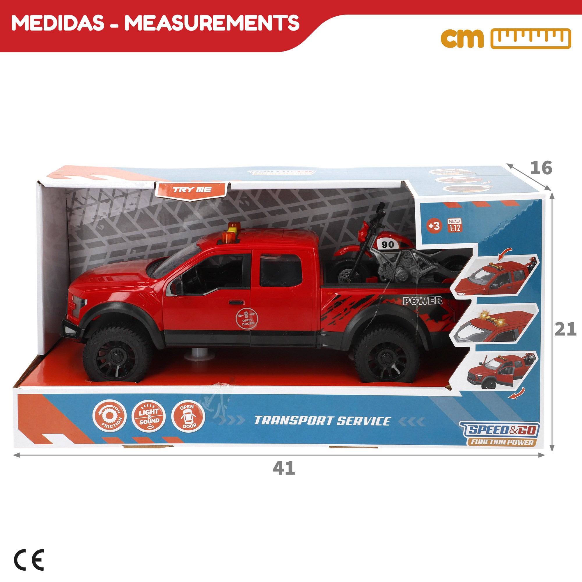 Coche pick up fricción con moto luz y sonido Speed & Go