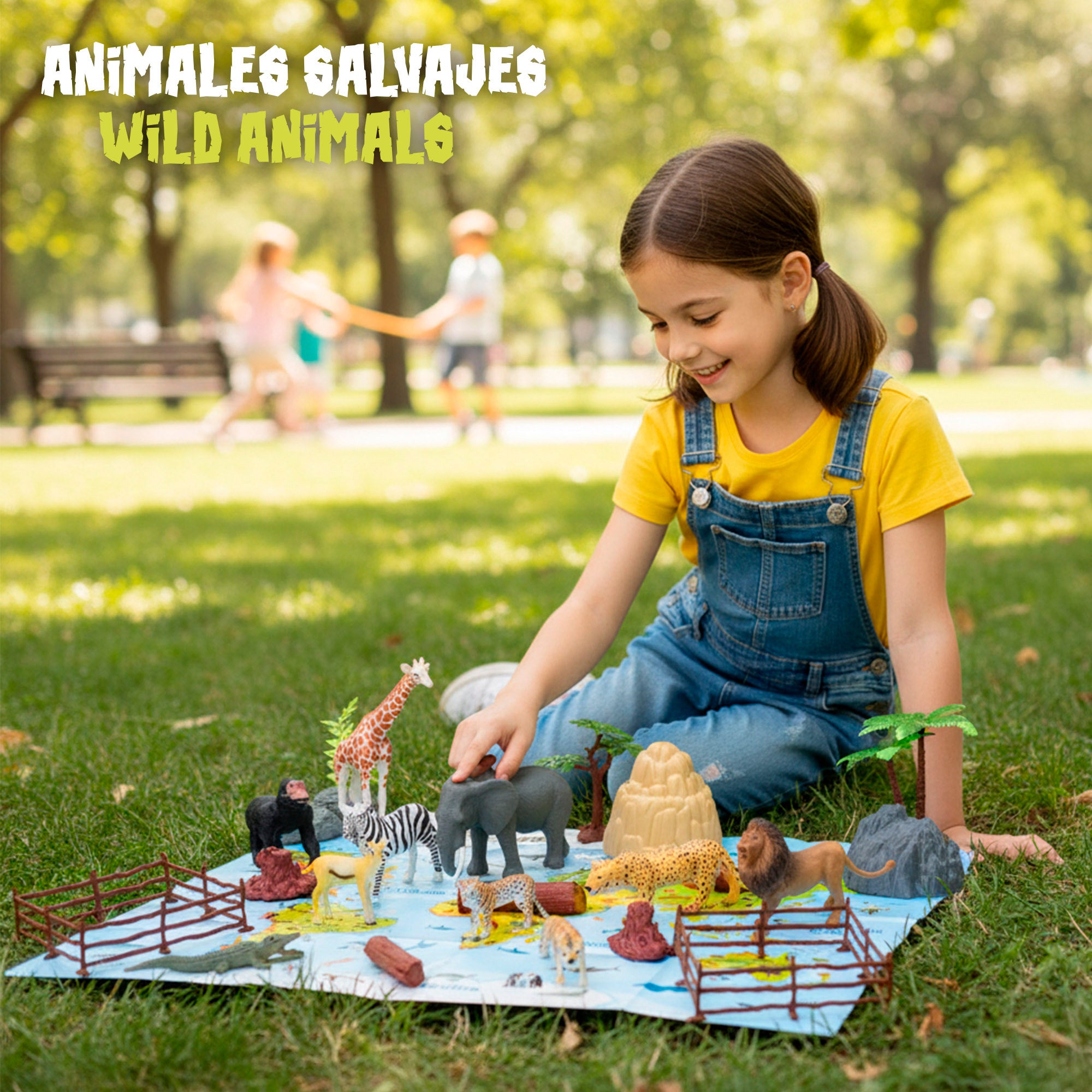 Set animales salvajes con tapete y accesorios 30 pzas. Animal World