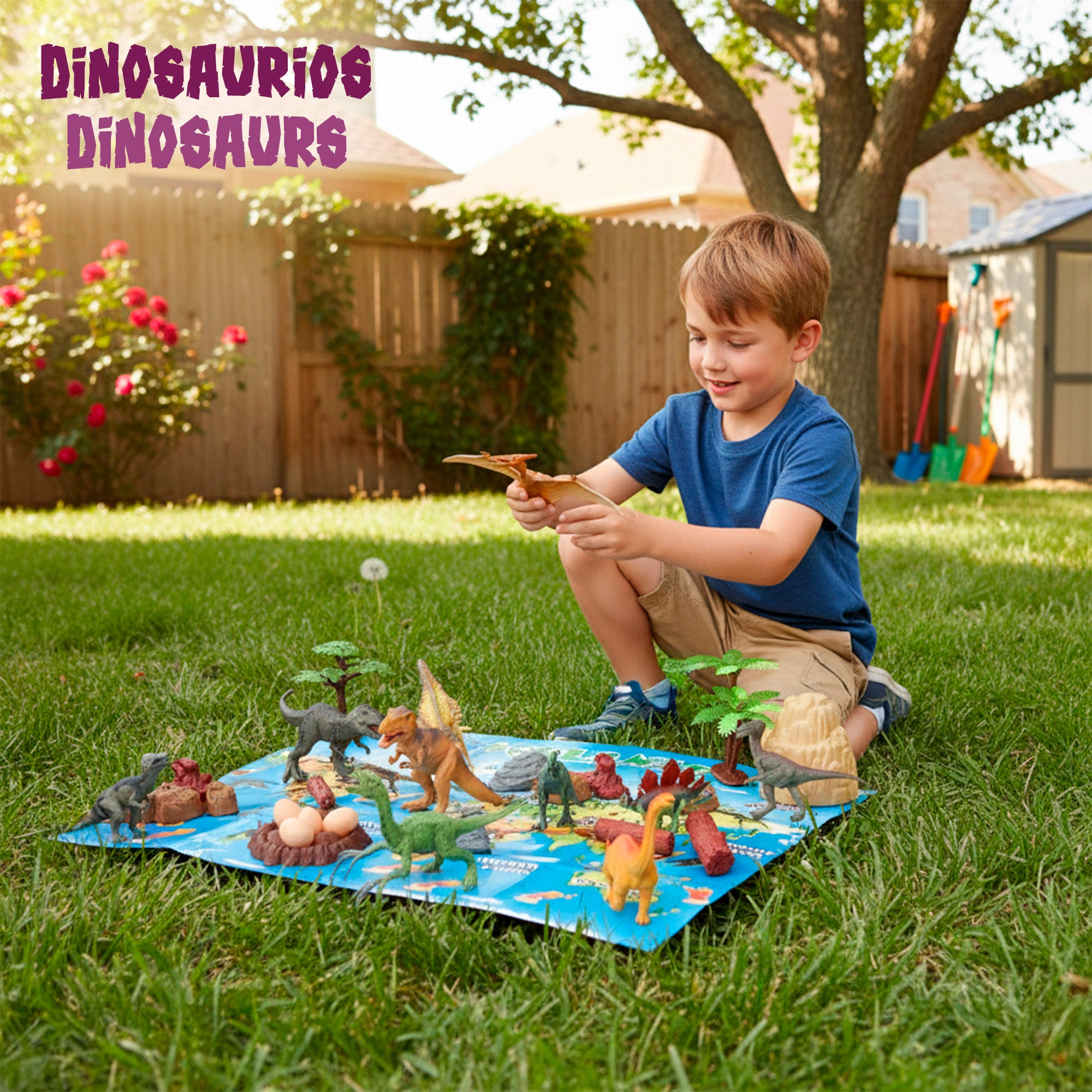 Set dinosaurios con tapete y accesorios 30 pzas. Animal World