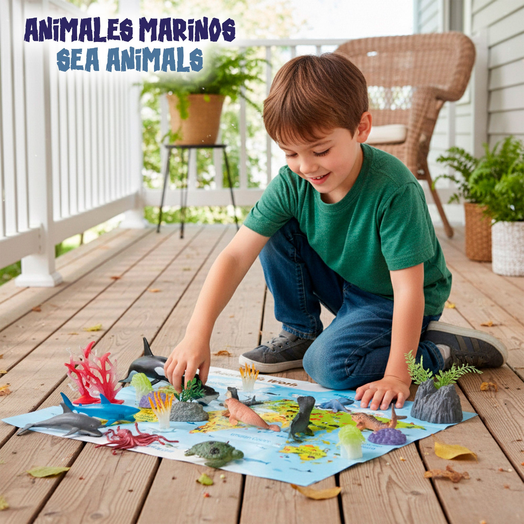 Set animales marinos con tapete y accesorios 30 pzas. Animal World