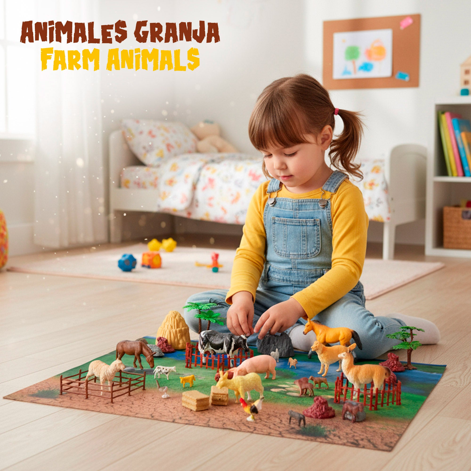 Set animales de granja con tapete y accesorios 60 pzas. Animal World