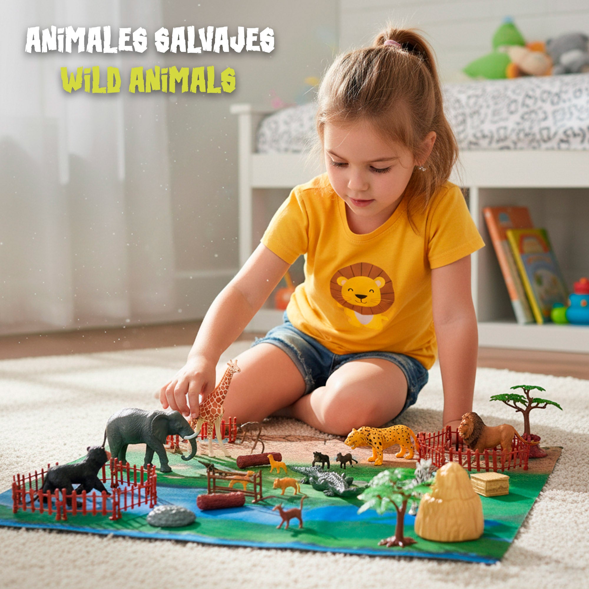 Set animales salvajes con tapete y accesorios 60 pzas. Animal World