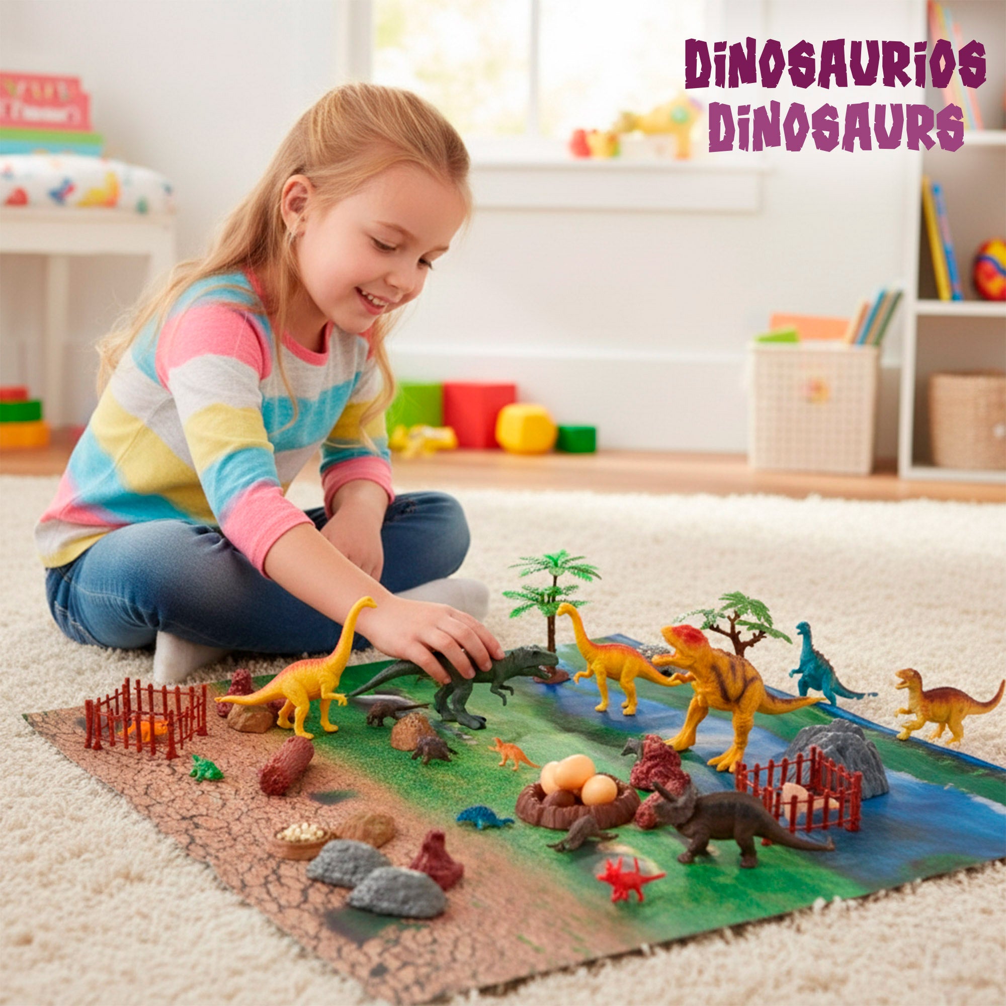 Set dinosaurios con tapete y accesorios 52 pzas. Animal World