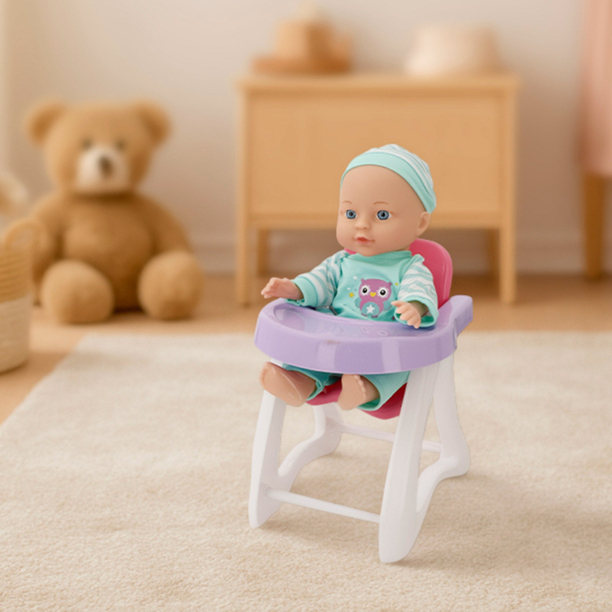 Muñeco bebé 30 cm con trona y accesorios Colorbaby's