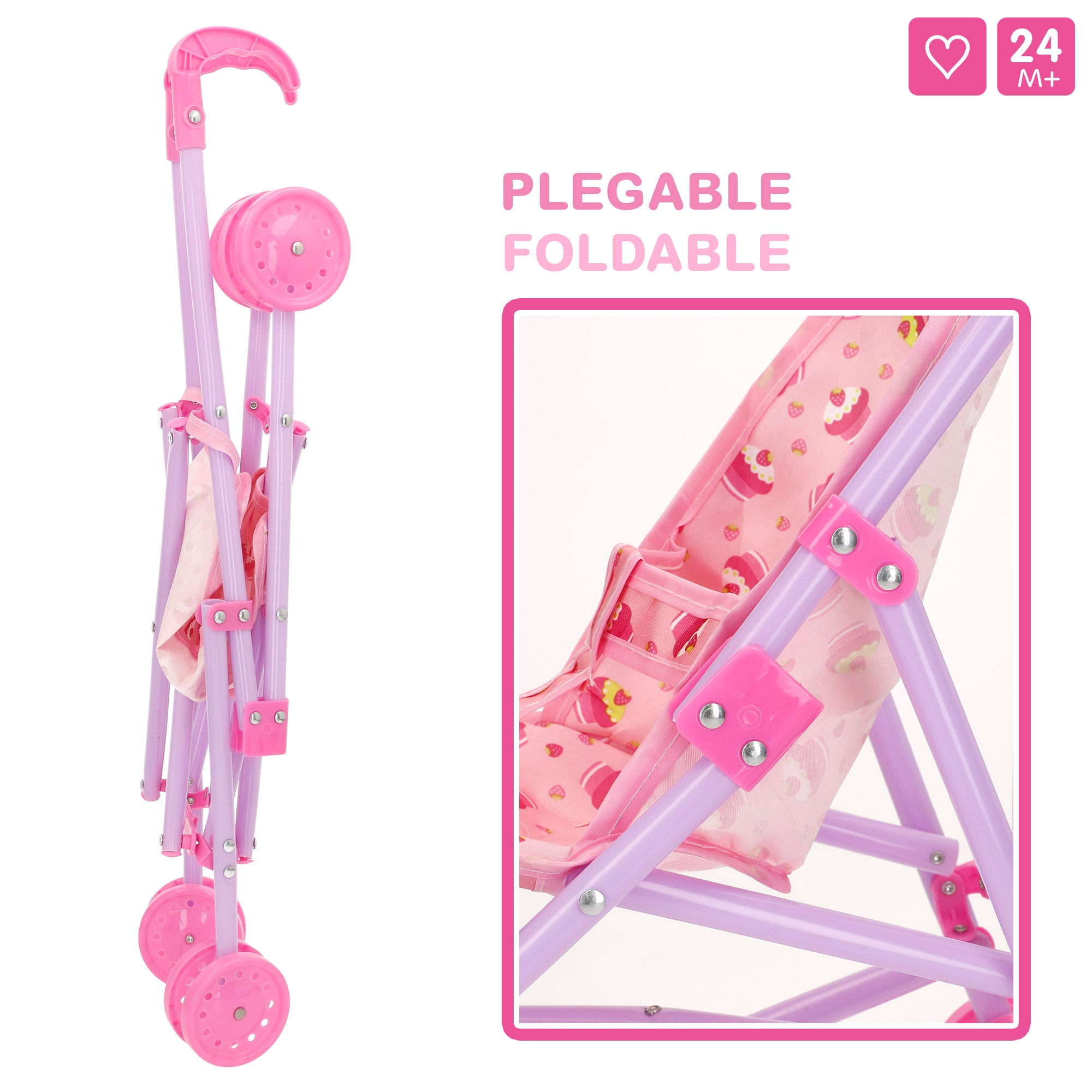 Muñeco bebé que habla con carrito plegable y accesorios Colorbaby's