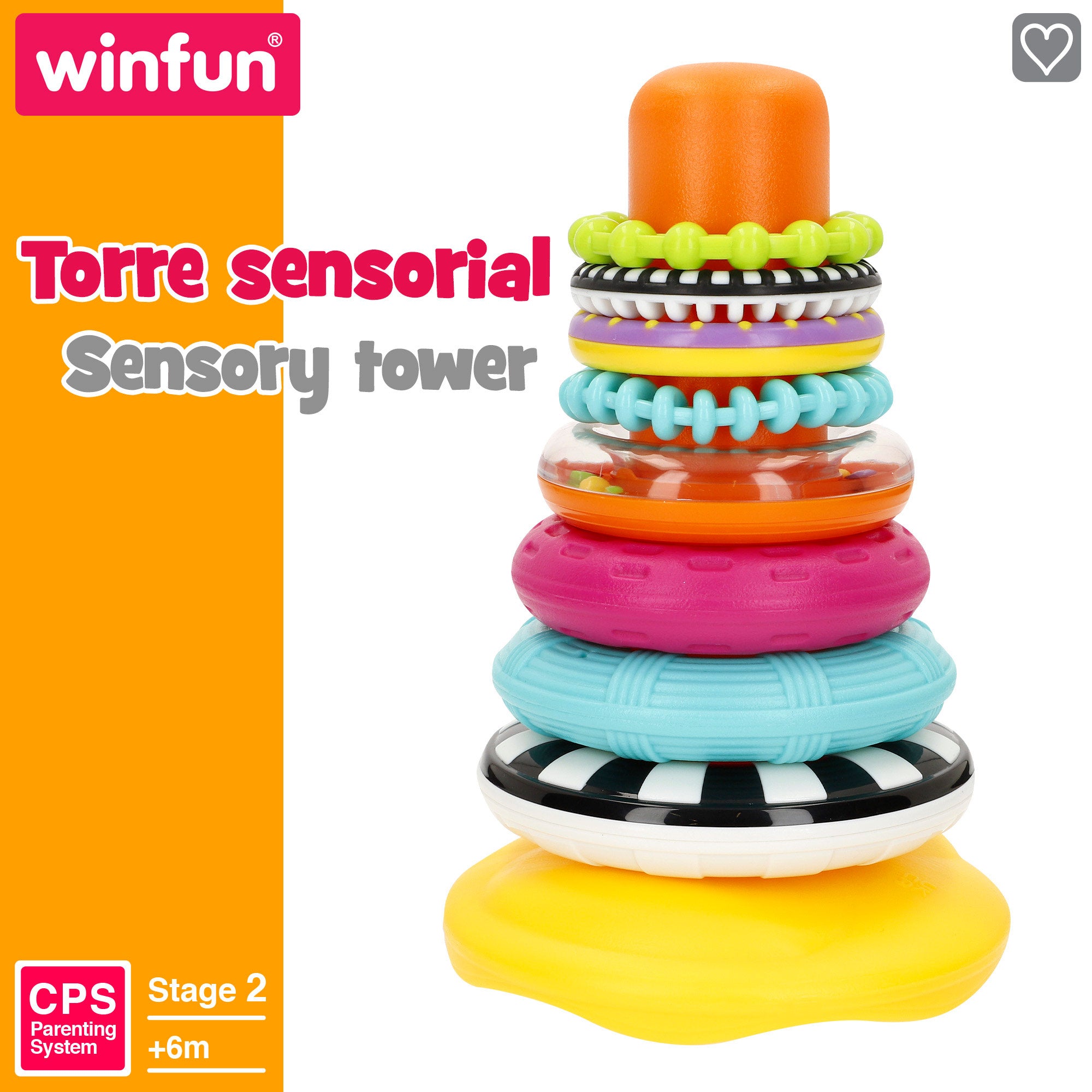 Winfun Torre apilable bebé con base tambaleante y 8 anillos