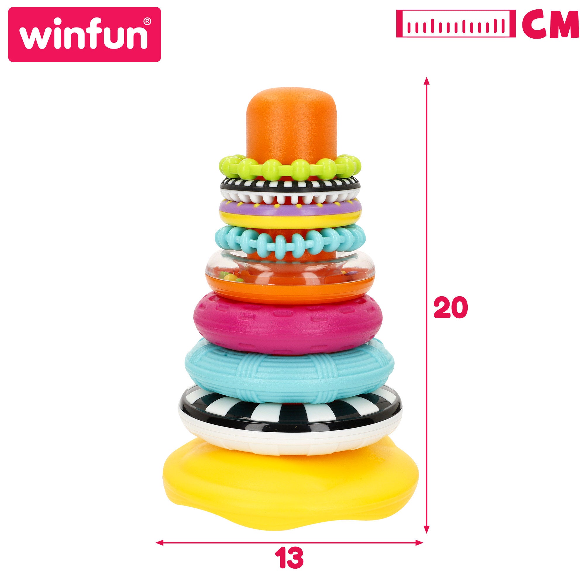 Winfun Torre apilable bebé con base tambaleante y 8 anillos