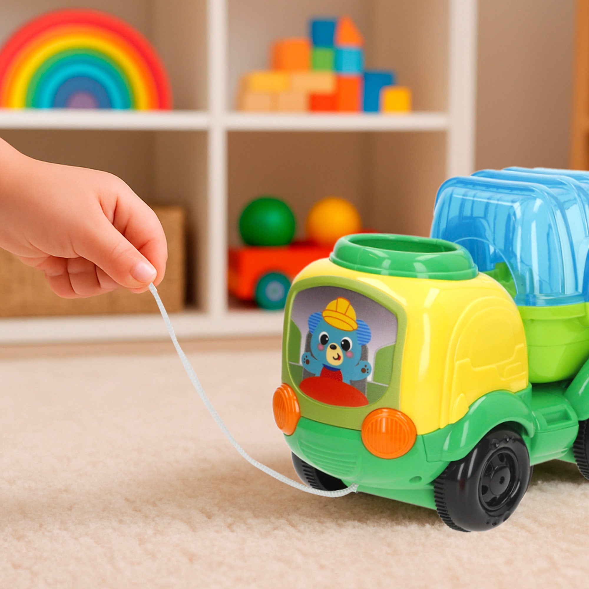 Winfun Camión reciclaje de arrastre con luces, frases y sonidos