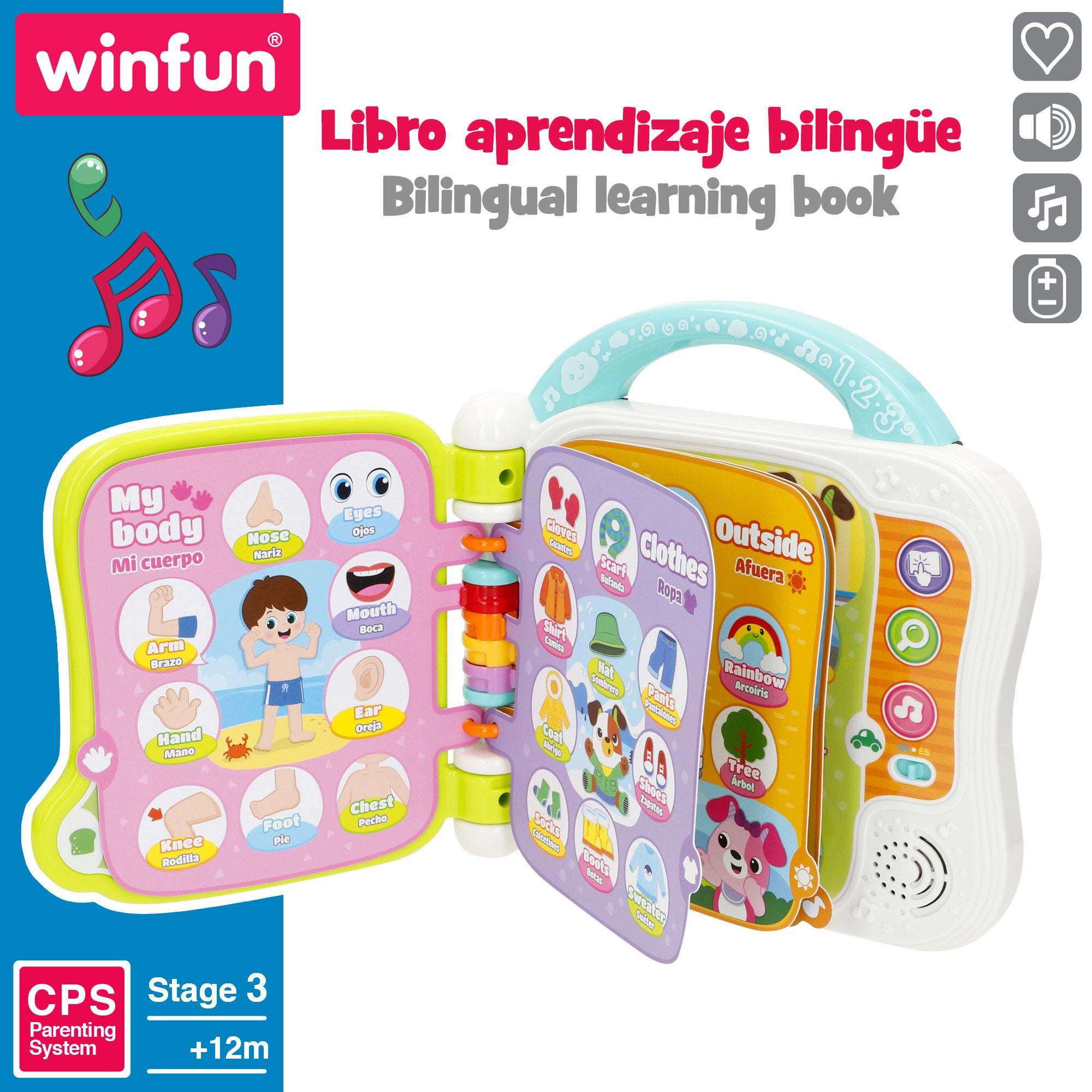 Winfun Libro aprendizaje primeras palabras español e inglés
