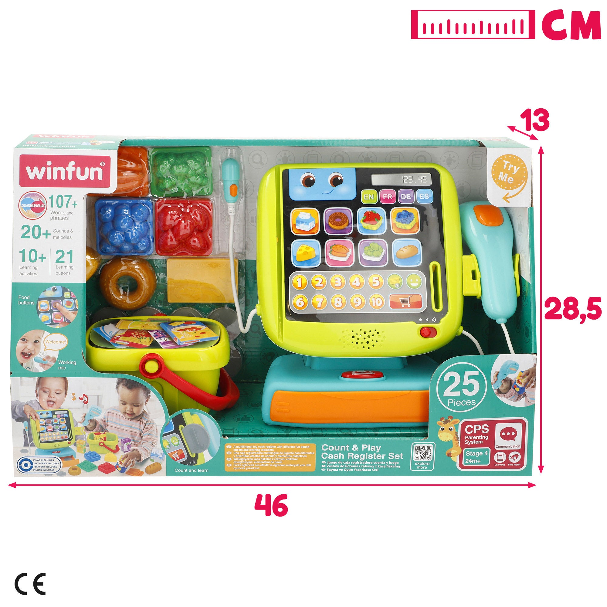 Winfun Set caja registradora 4 idiomas con luz y sonido
