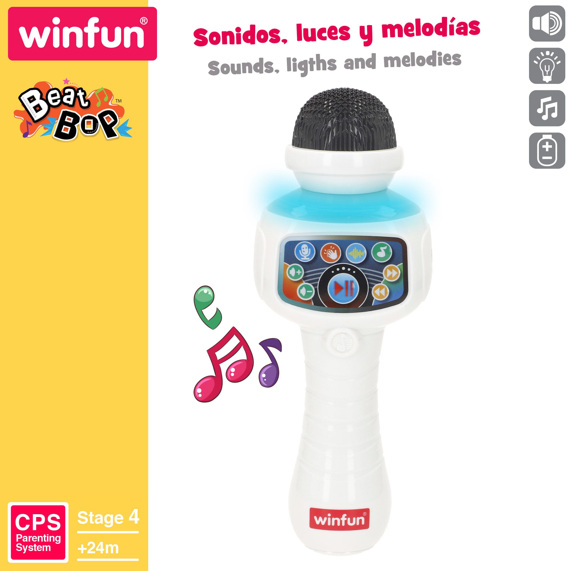 Winfun Micrófono karaoke inalámbrico juguete con luz, melodías y efectos