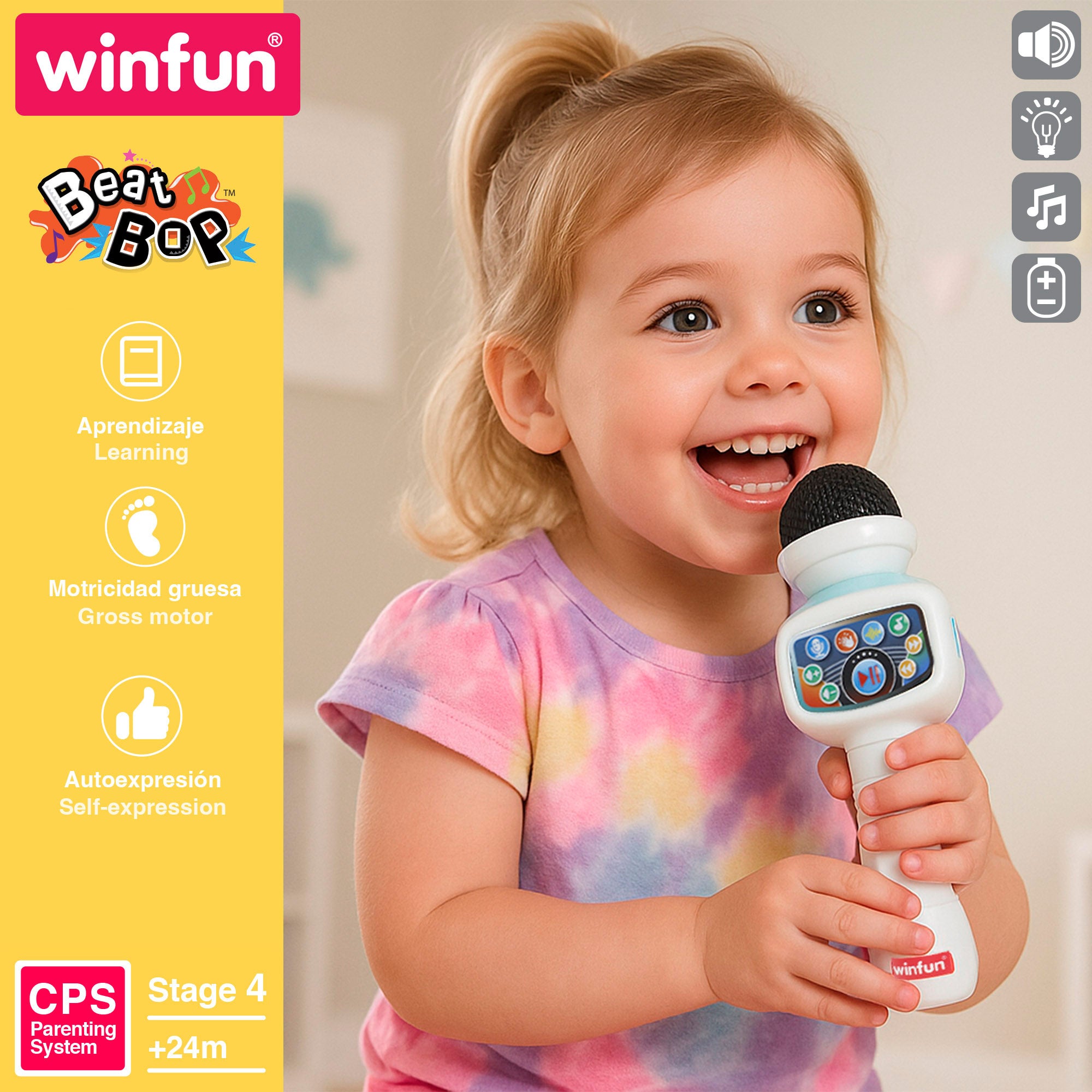 Winfun Micrófono karaoke inalámbrico juguete con luz, melodías y efectos