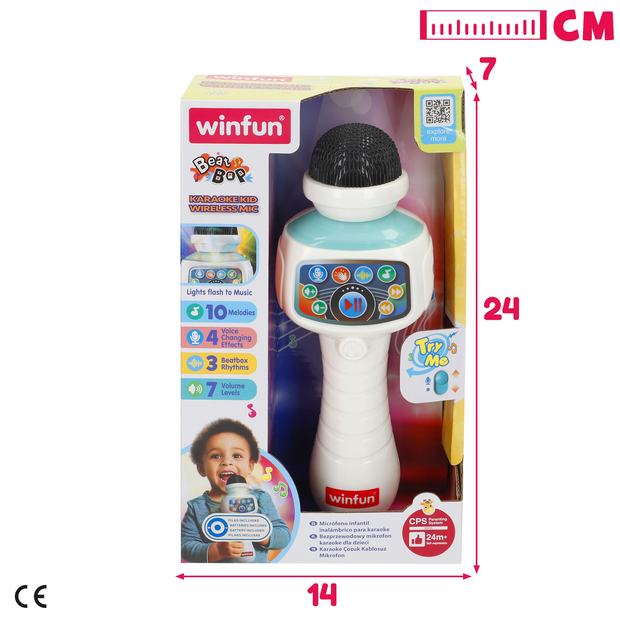 Winfun Micrófono karaoke inalámbrico juguete con luz, melodías y efectos