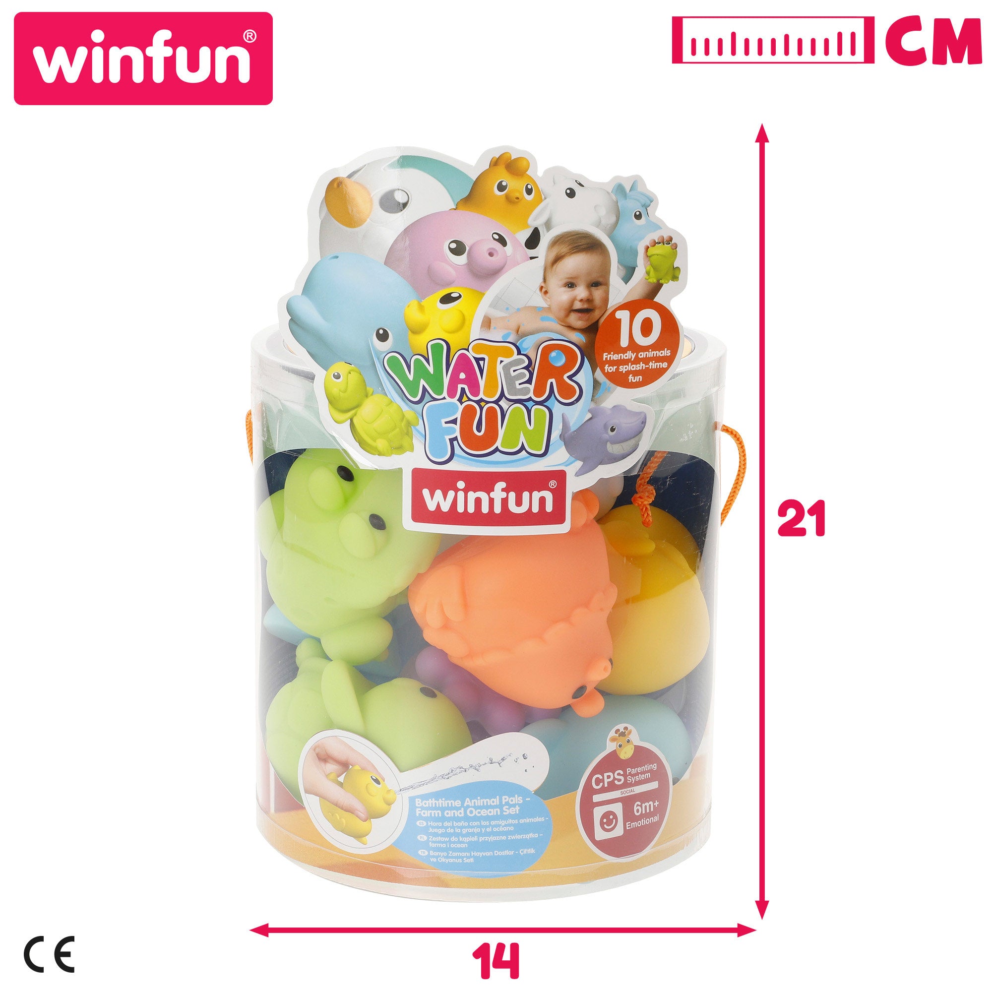 Winfun Set baño 10 animales granja y océano