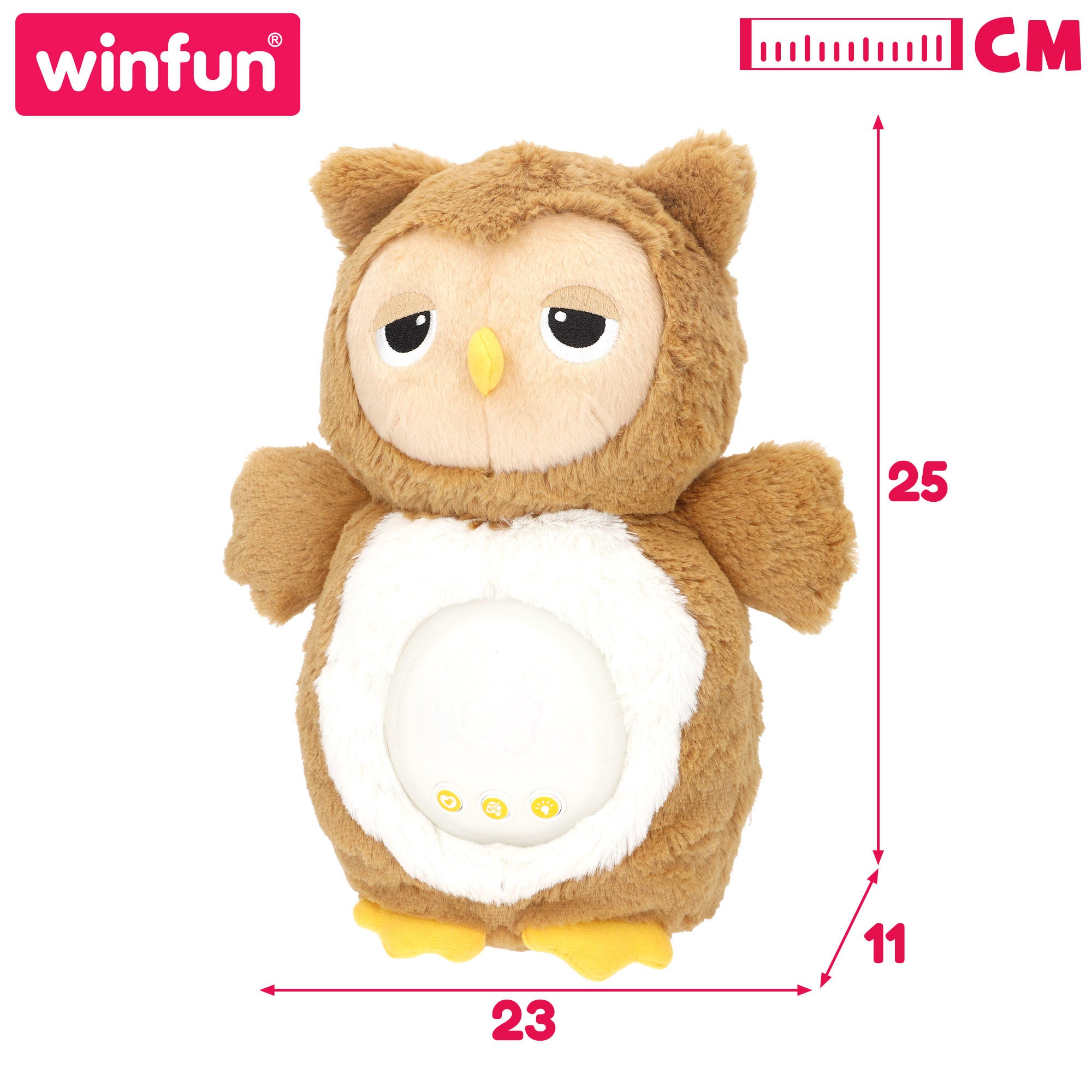 Winfun Búho peluche con luces y sonidos relajantes