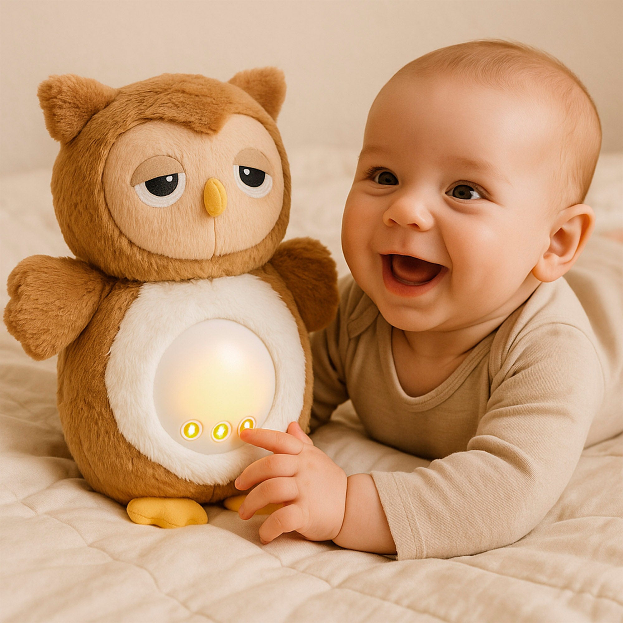 Winfun Búho peluche con luces y sonidos relajantes