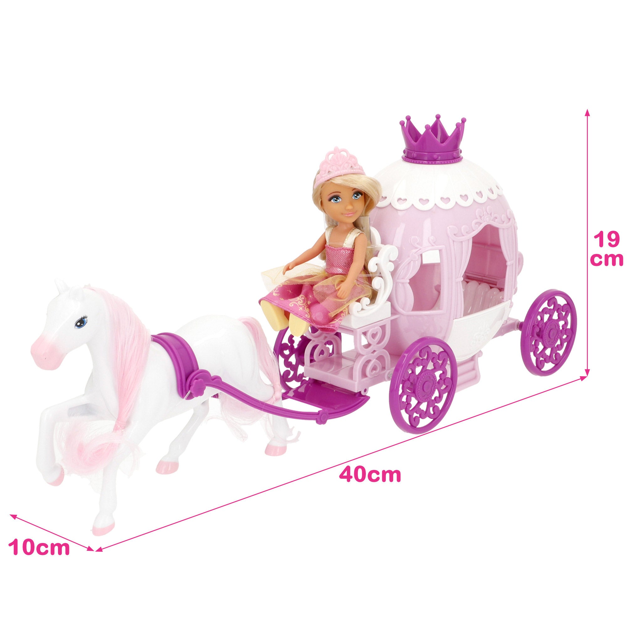 Muñeca princesa 15 cm con carruaje Bella