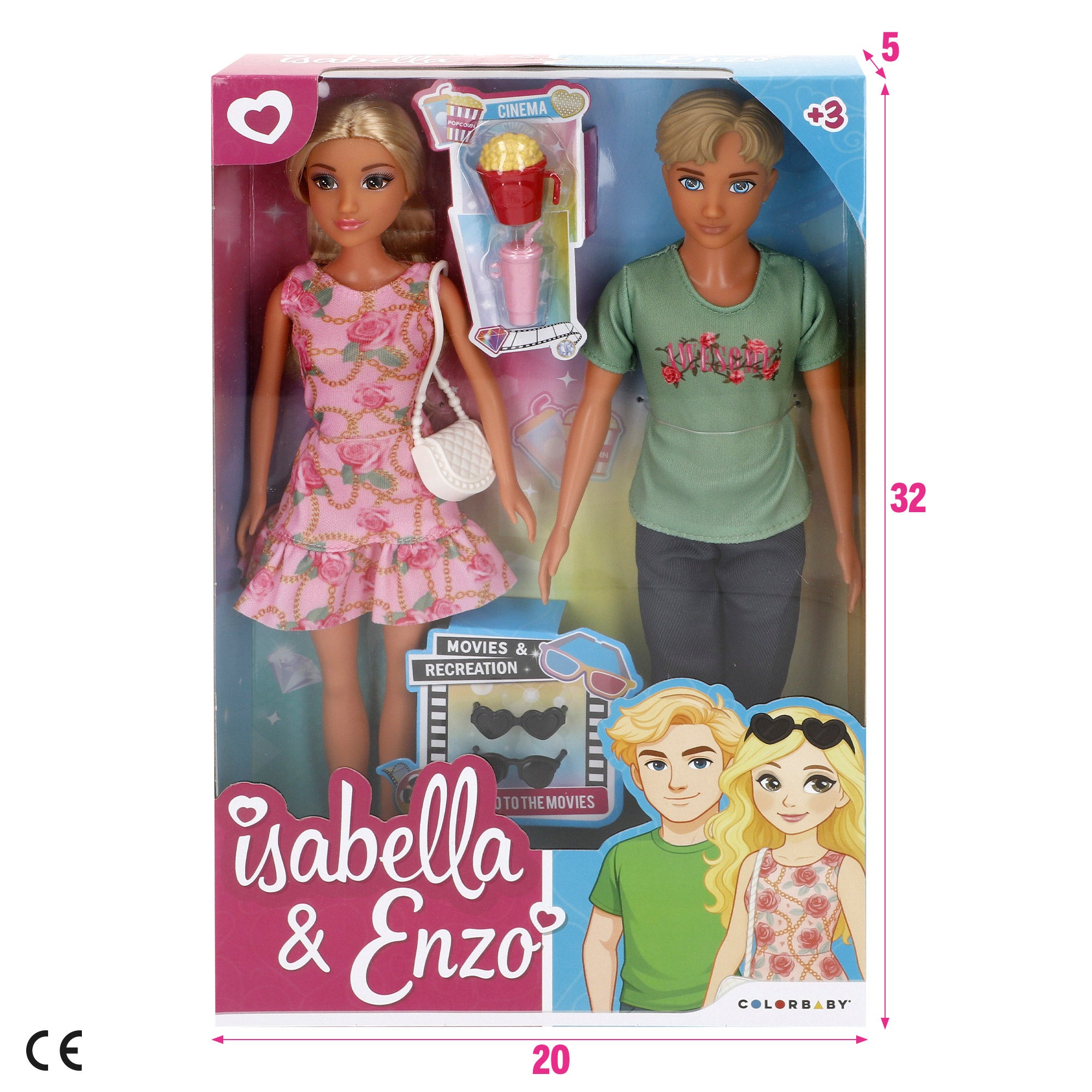 Set 2 muñecos articulados 30 cm Enzo & Isabella