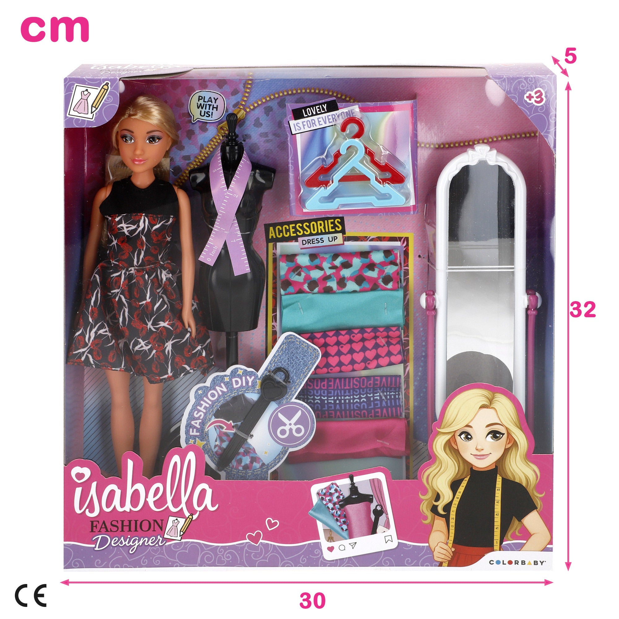 Muñeca diseñadora de moda 30 cm con accesorios Isabella