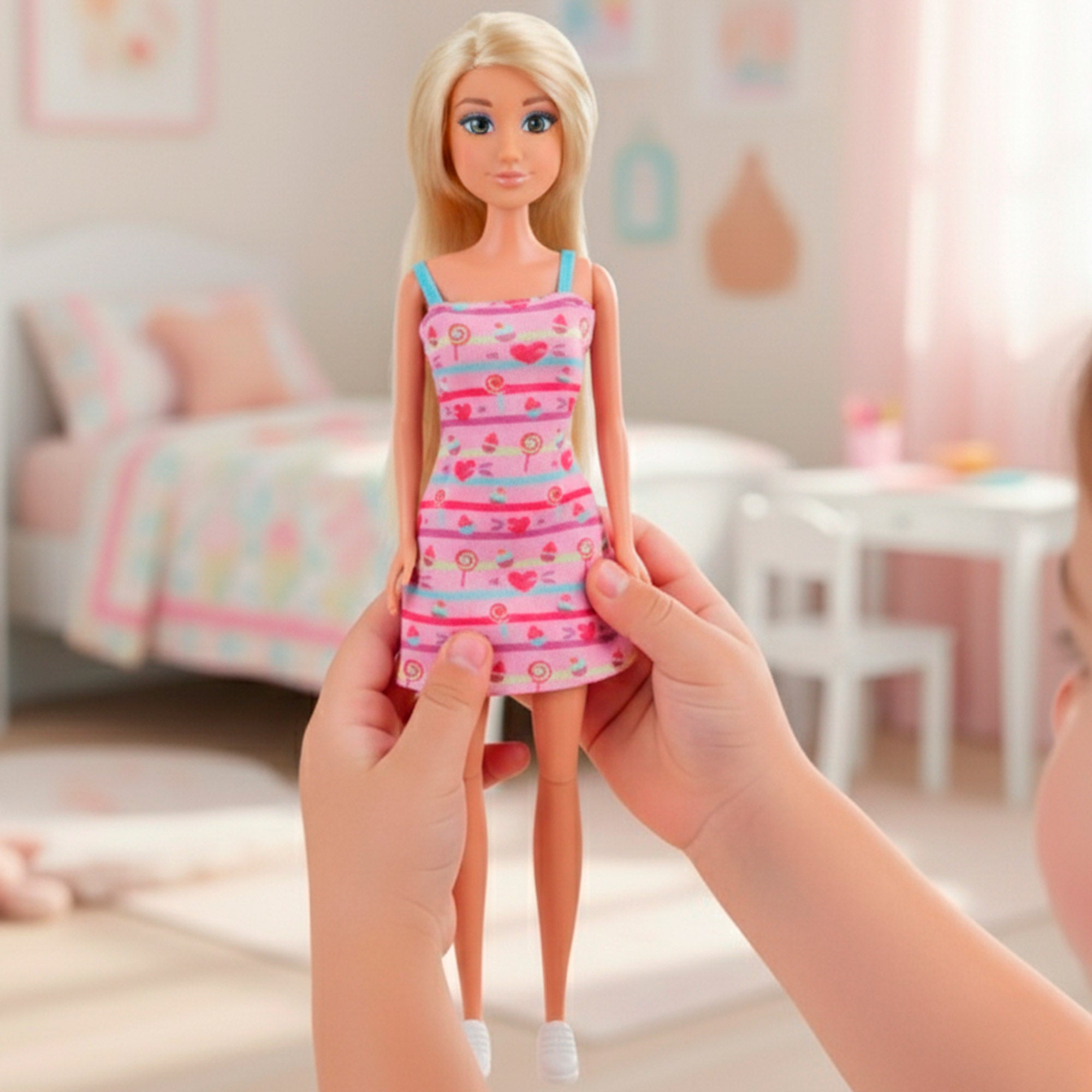 Muñeca 30 cm con bicicleta y bebé Isabella