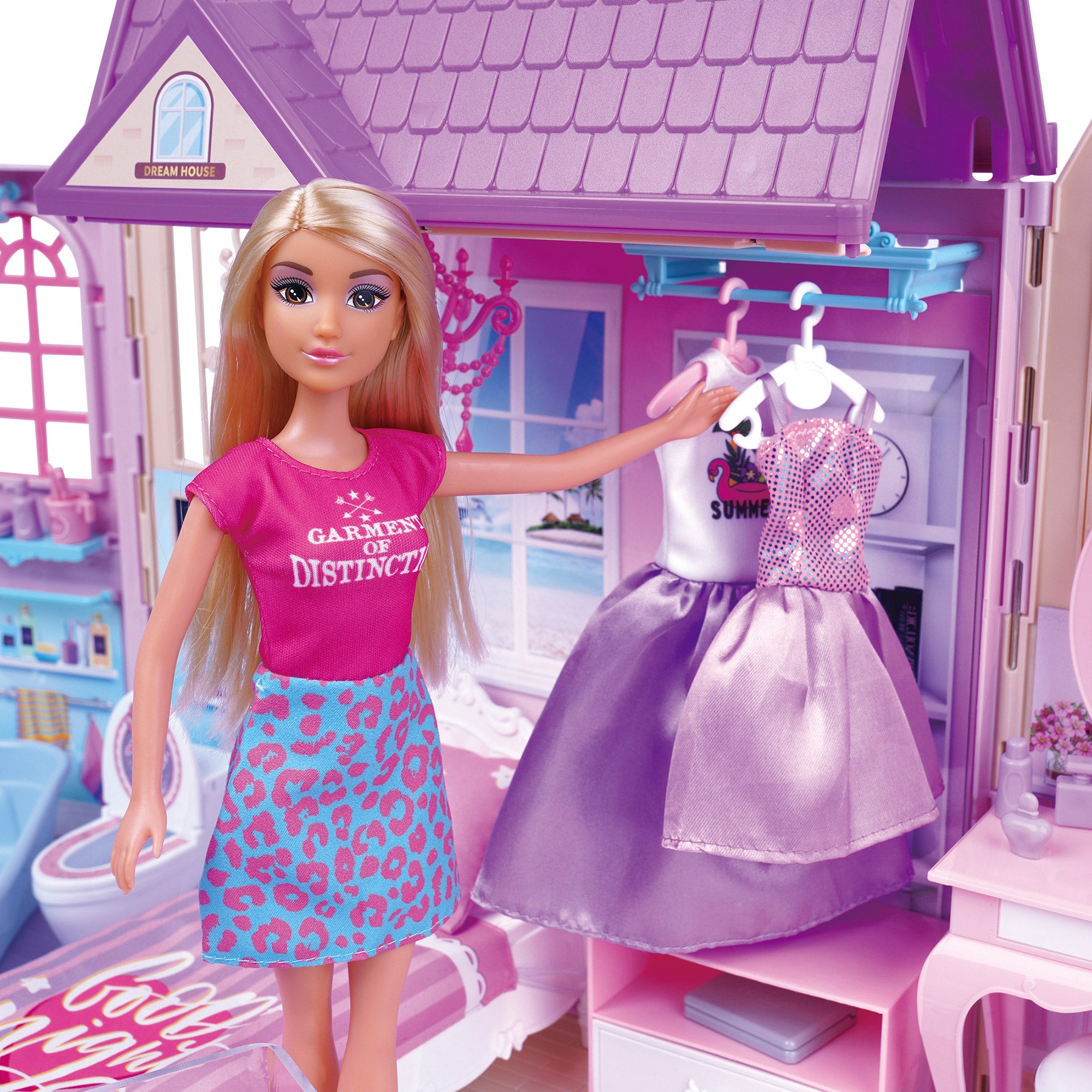 Casita de muñecas con muñeca 30 cm y más de 60 accesorios Isabella