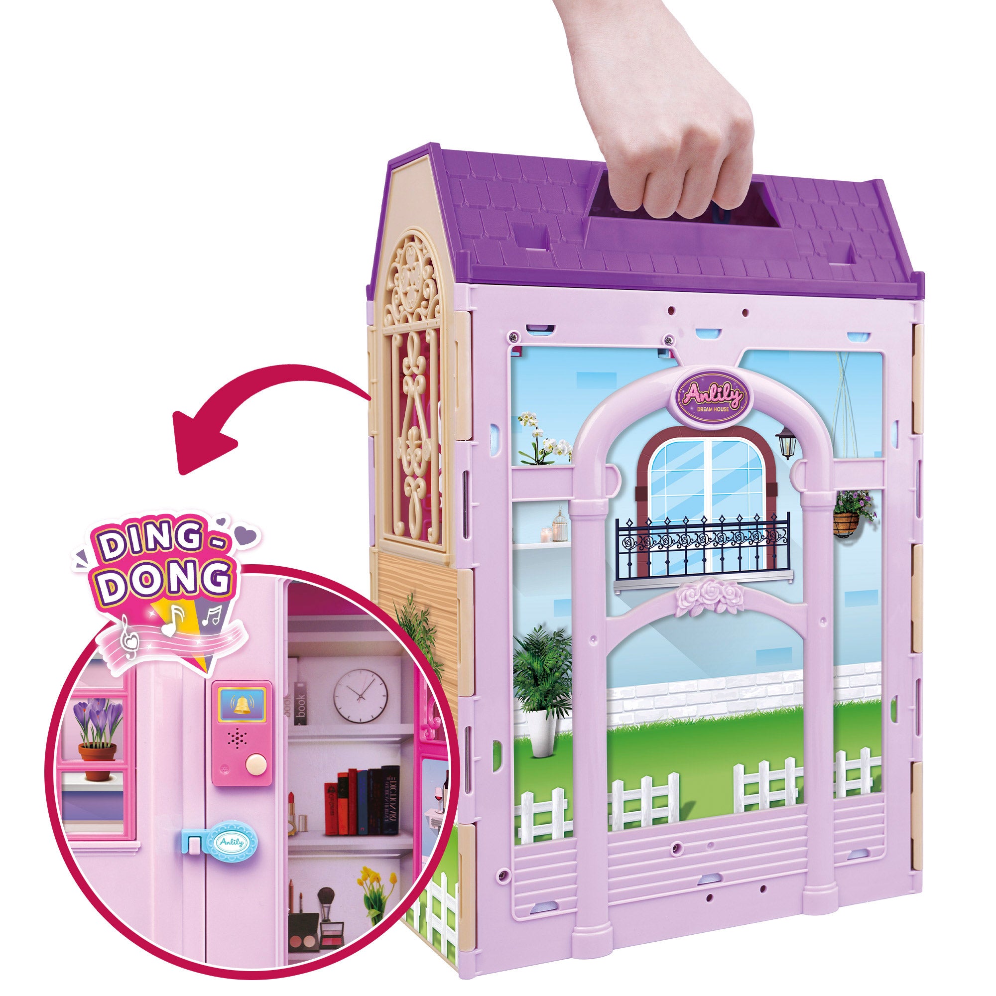 Casita de muñecas con muñeca 30 cm y más de 60 accesorios Isabella
