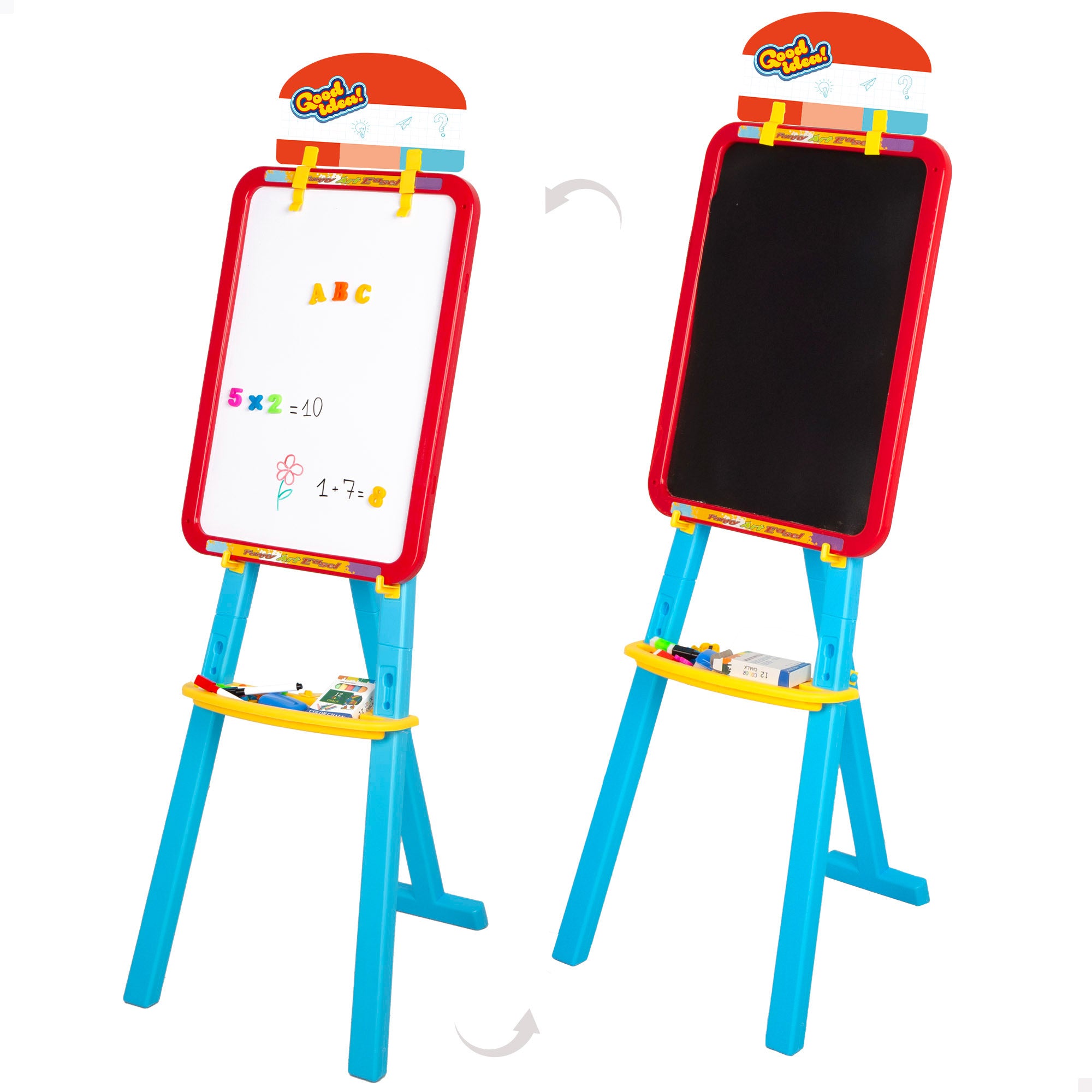 Pizarra doble cara magnética con caballete ajustable y accesorios COLORBABY Good Idea!