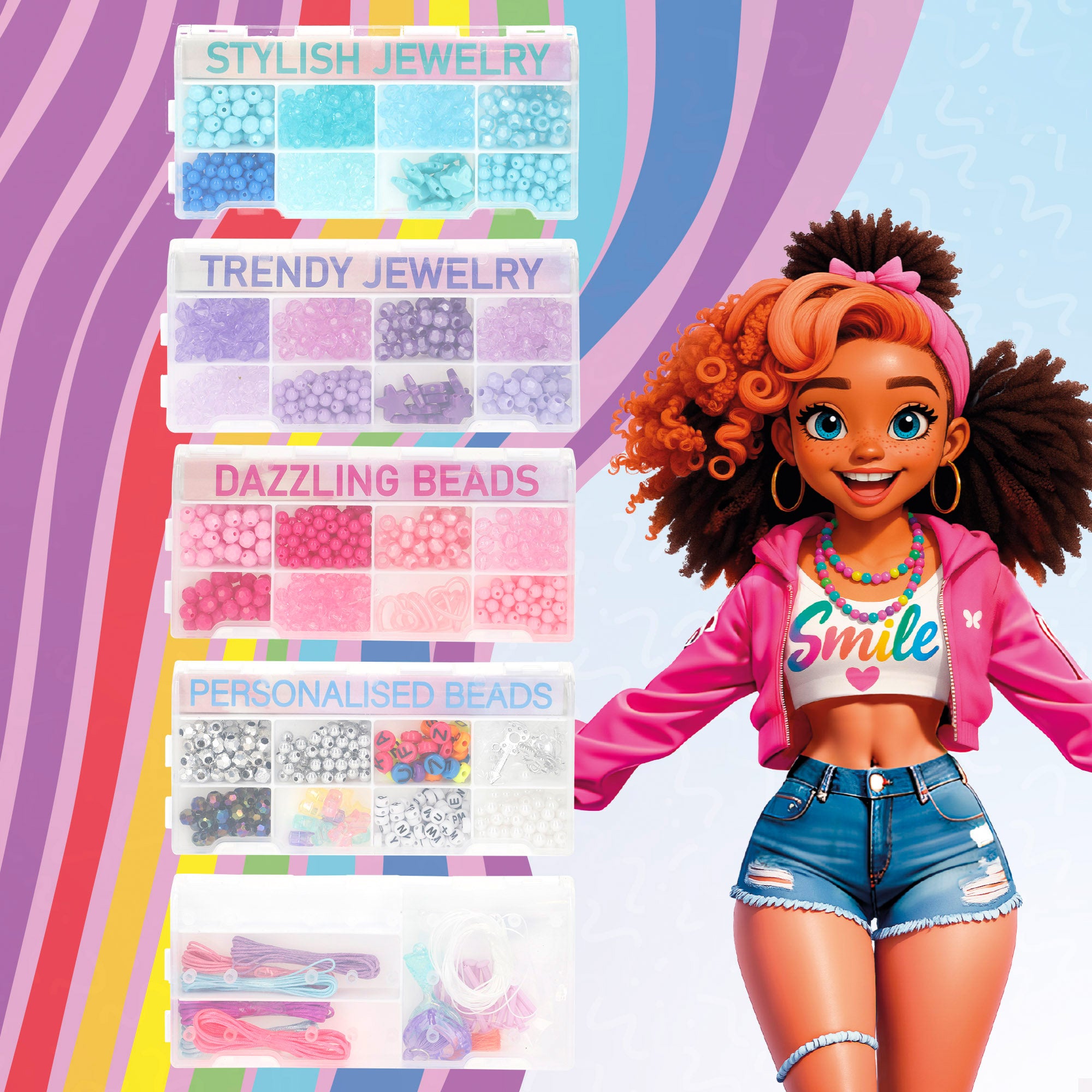 Set de joyería creativa con cuentas y accesorios de colores Beauty Love