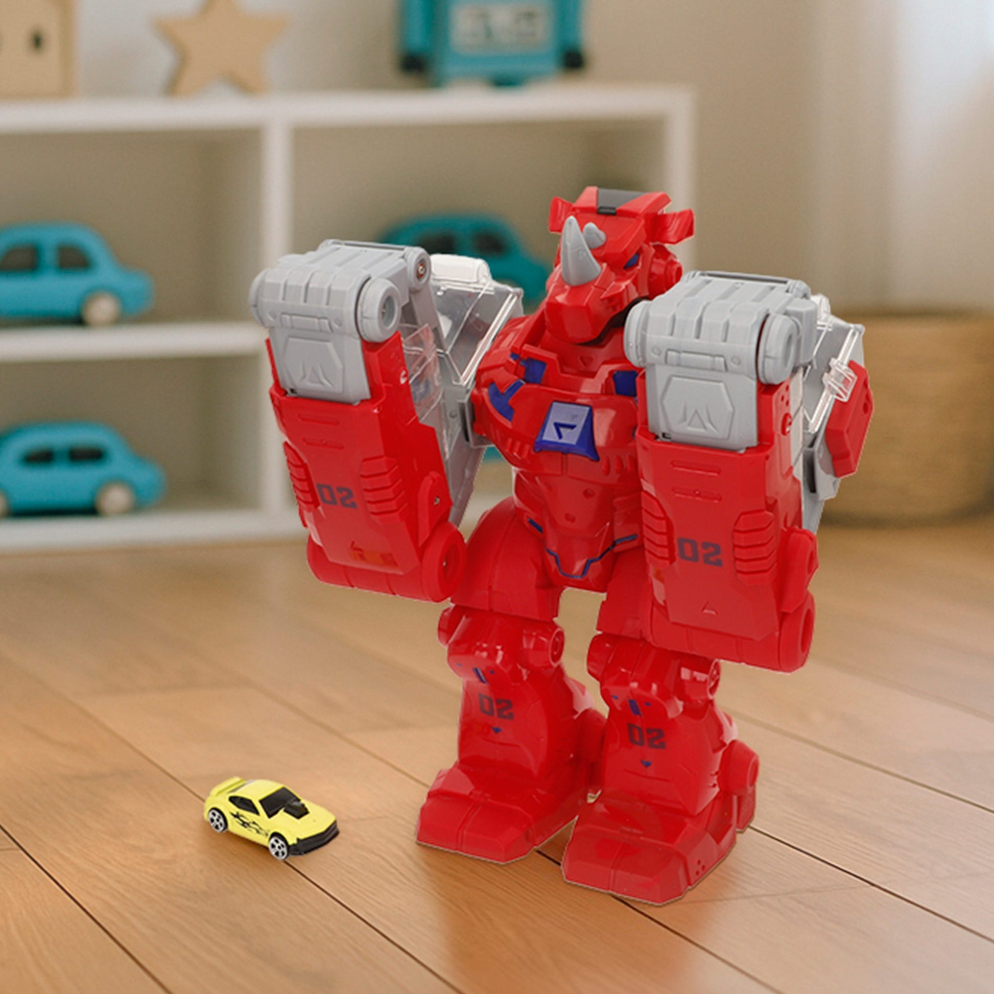 Robot lanzador de coches con luces, sonidos y coche metálico Teamsterz Robot lanzador de coches con luces, sonidos y coche metálico Teamsterz