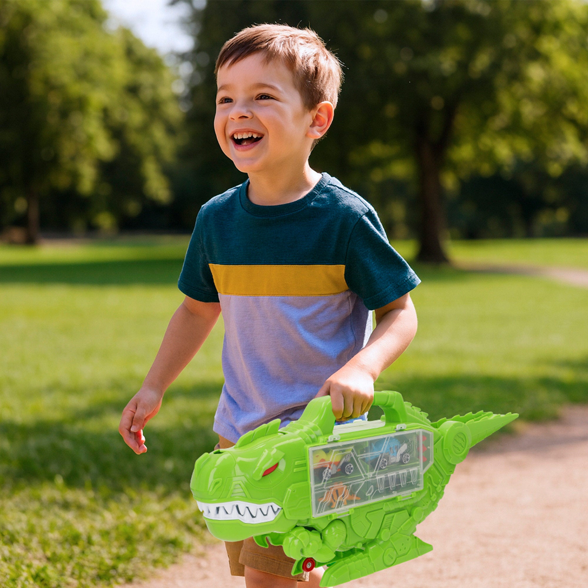 Maletín portacoches con rampa y lanzador Dino Destroyer Teamsterz