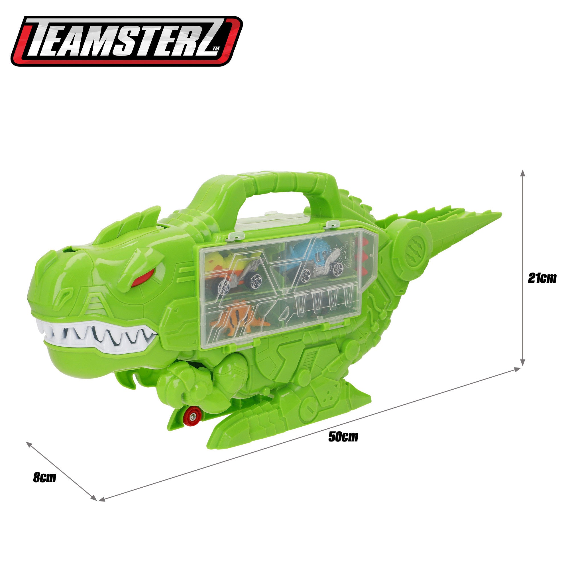 Maletín portacoches con rampa y lanzador Dino Destroyer Teamsterz