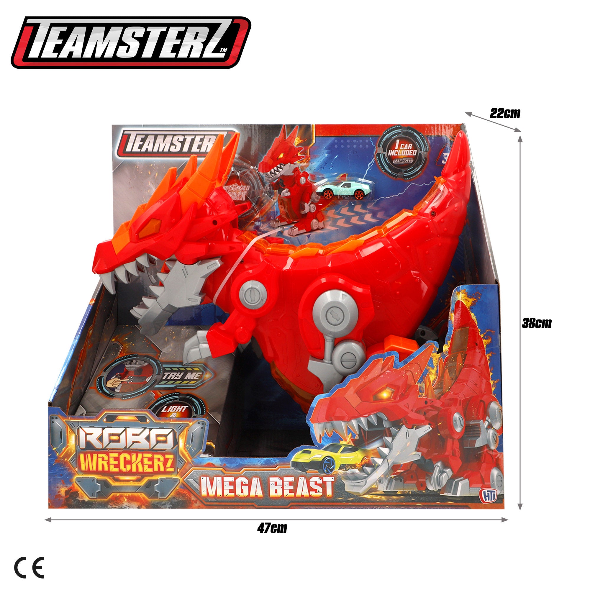 Lanzador coches luminoso con sonido y coche metálico Teamsterz