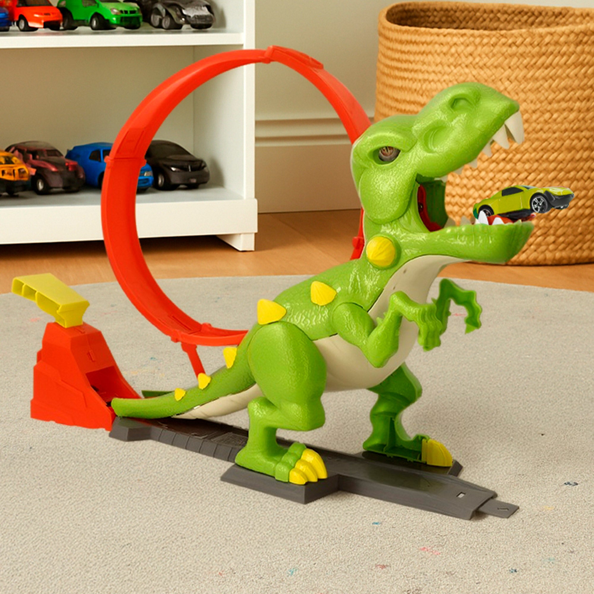 Pista lanzadora de coches con looping y coche metálico Teamsterz