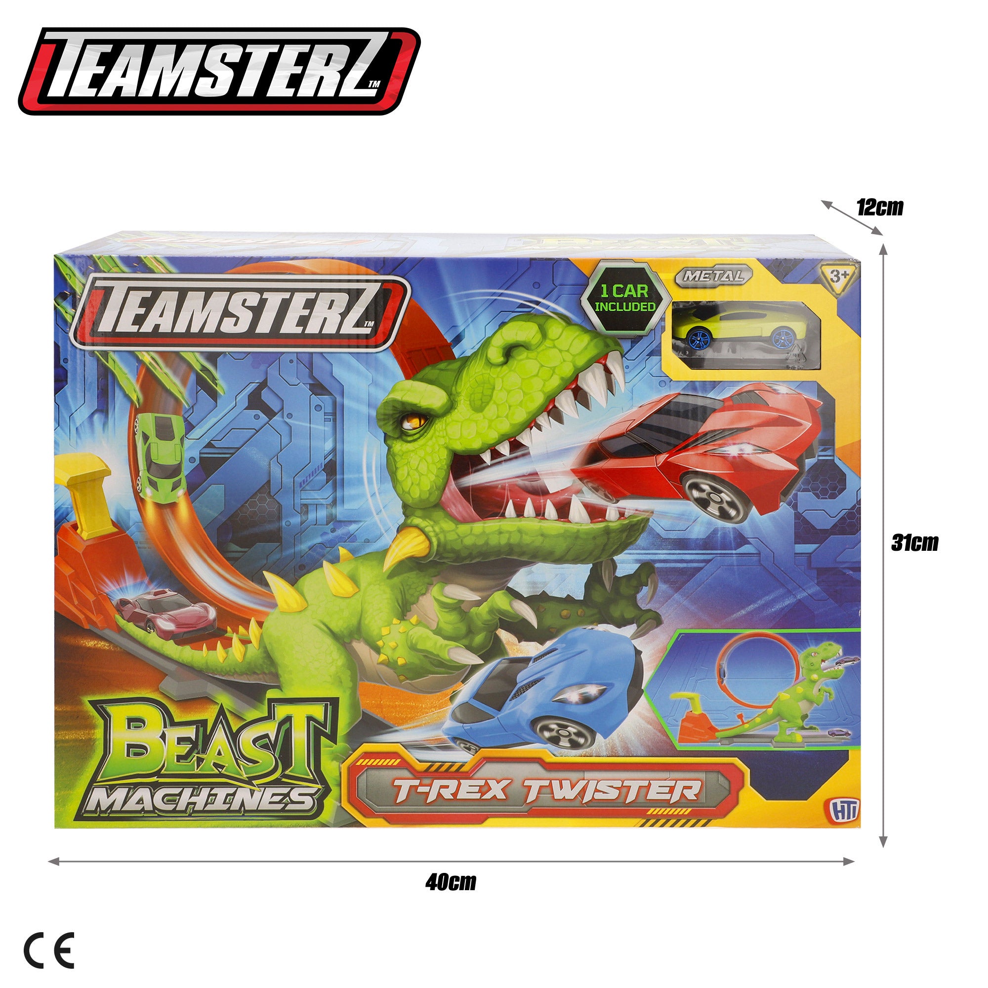 Pista lanzadora de coches con looping y coche metálico Teamsterz