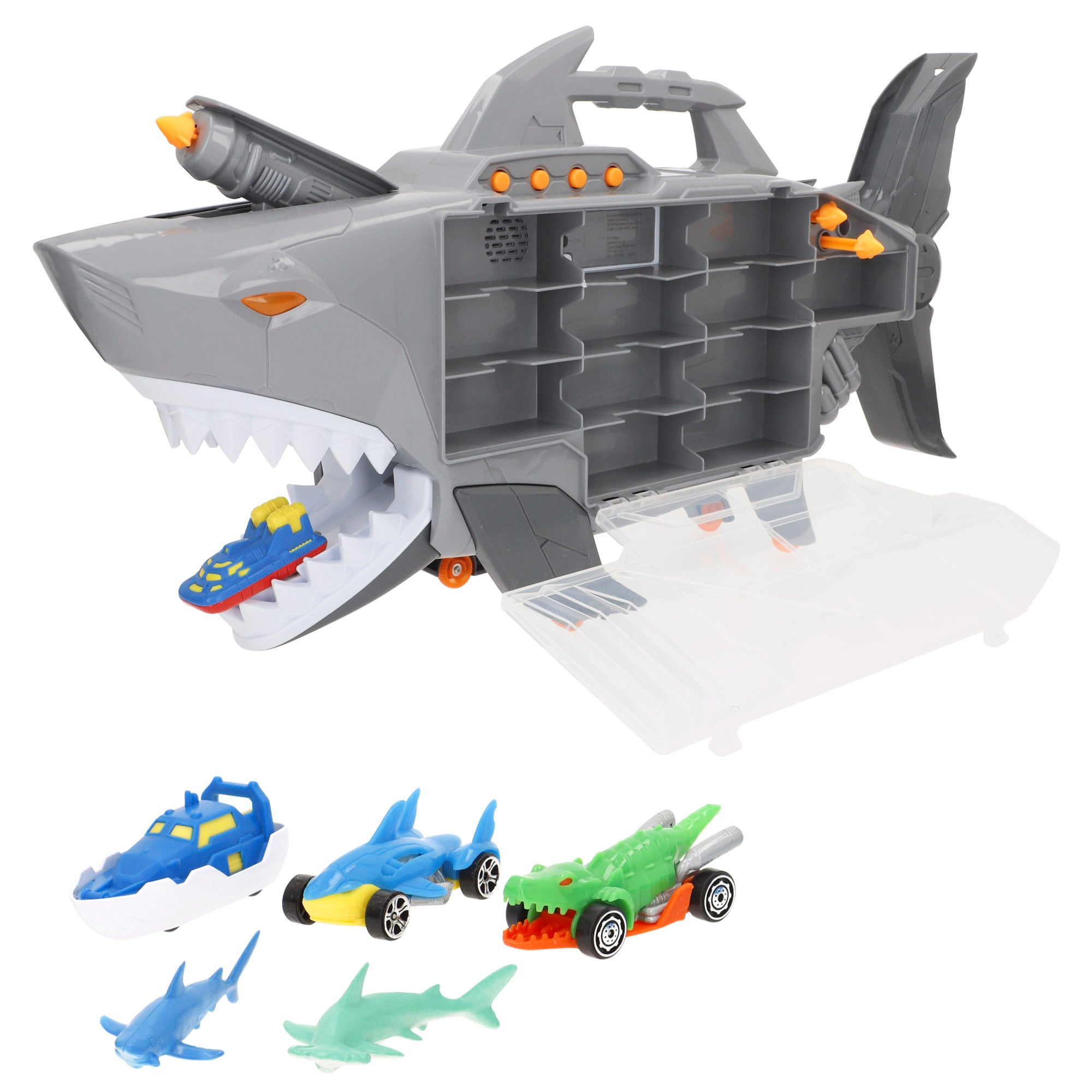 Maletín portacoches con rampa y lanzador Roboshark Teamsterz