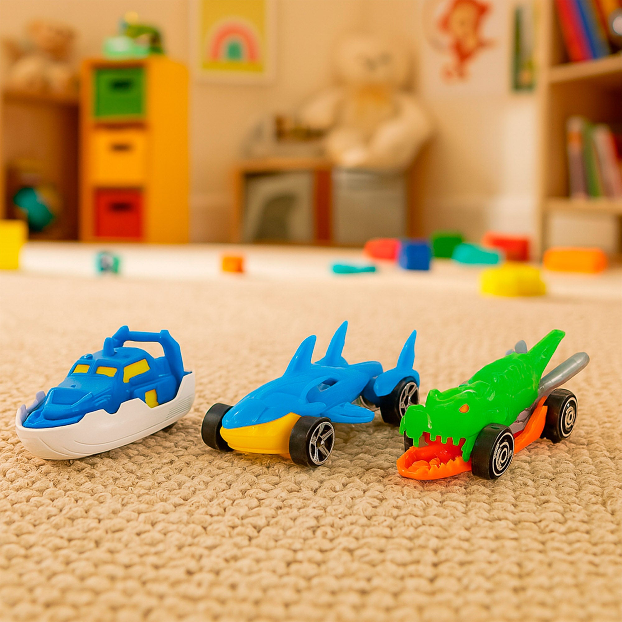 Maletín portacoches con rampa y lanzador Roboshark Teamsterz