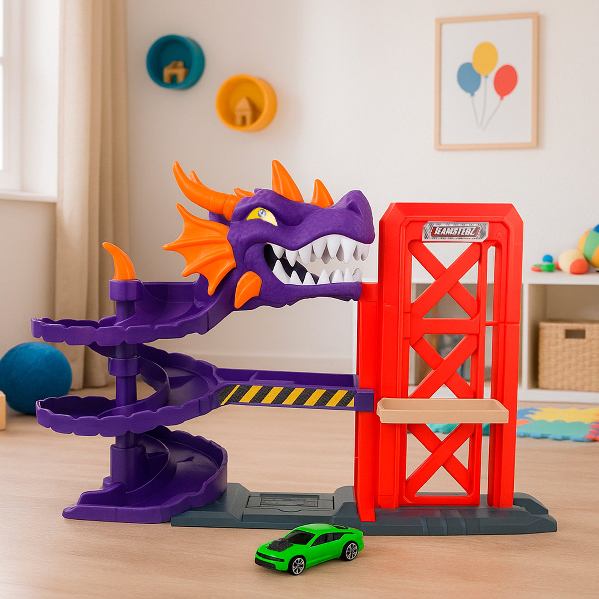 Garaje dragón con coche Teamsterz