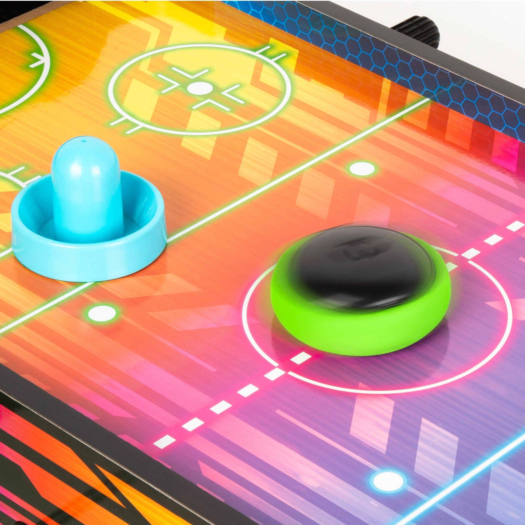 Mesa 2 en 1 air hockey y futbolín neón CB Games