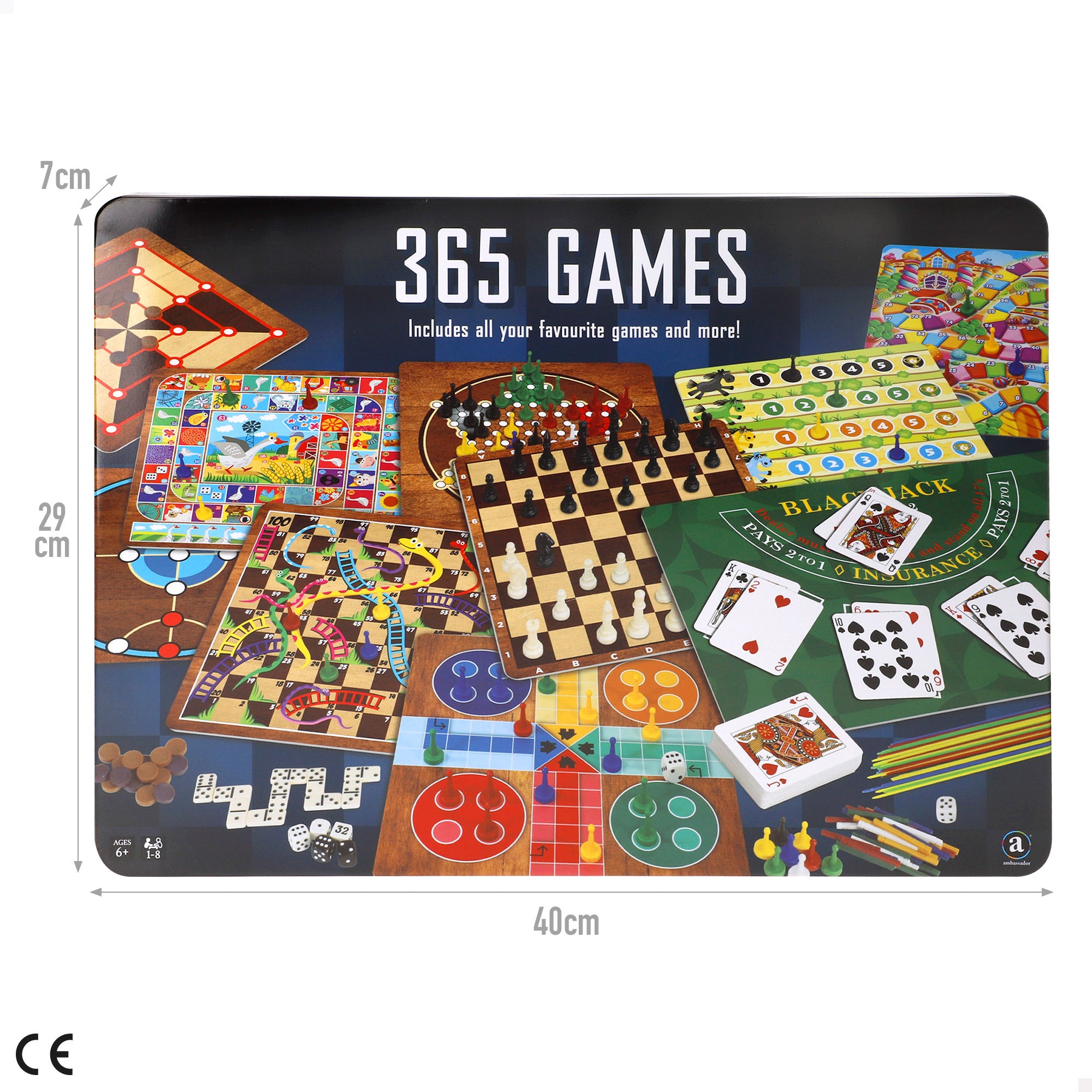 Set 365 juegos de mesa con caja metálica CB Games