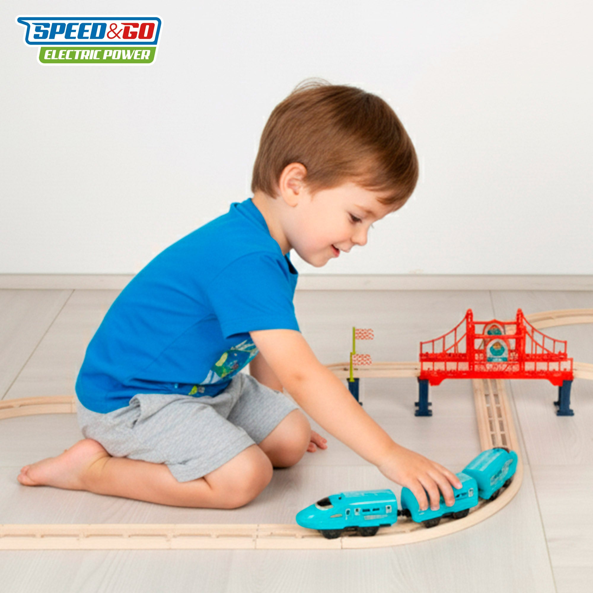 Tren eléctrico de juguete 43 piezas con sonido Speed & Go