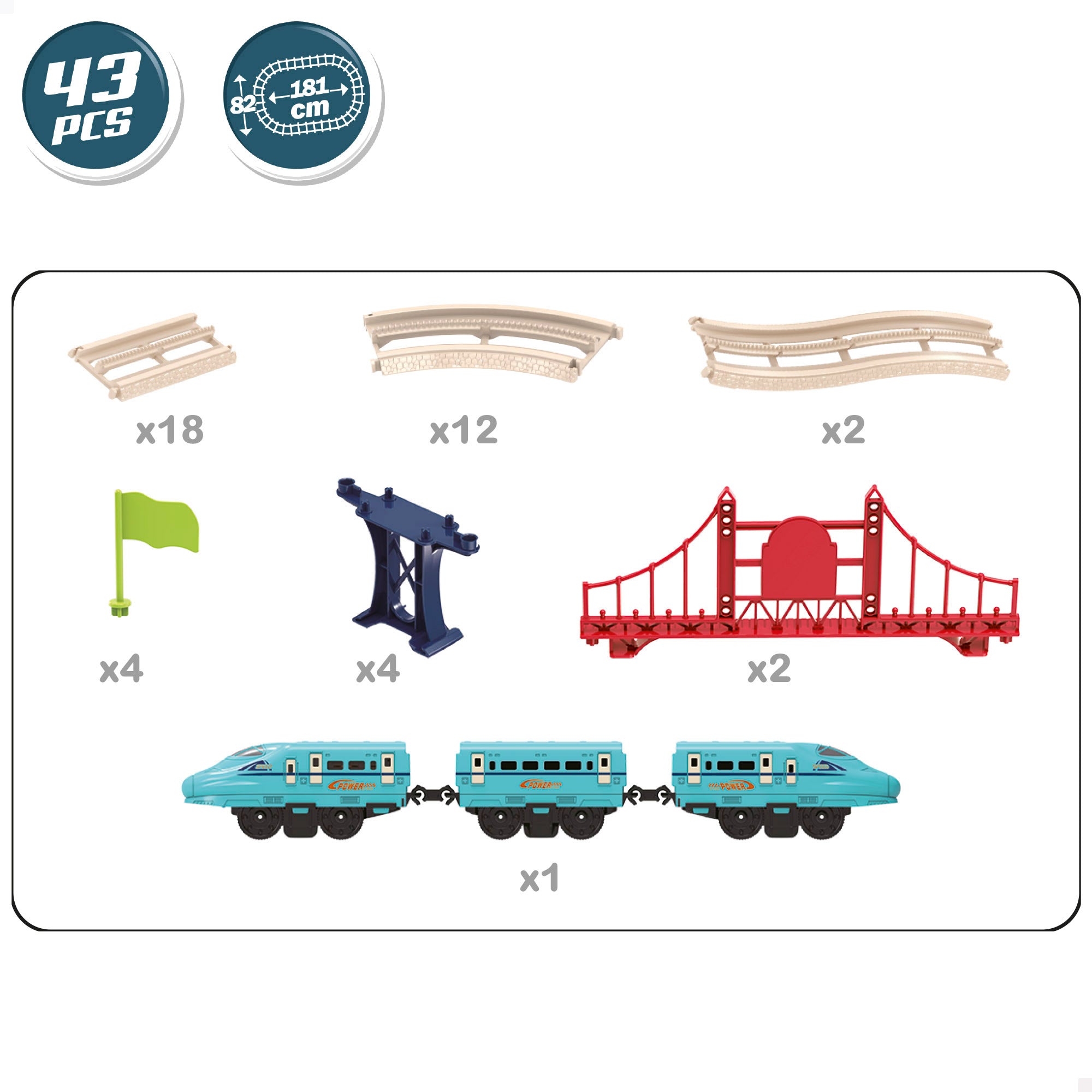 Tren eléctrico de juguete 43 piezas con sonido Speed & Go