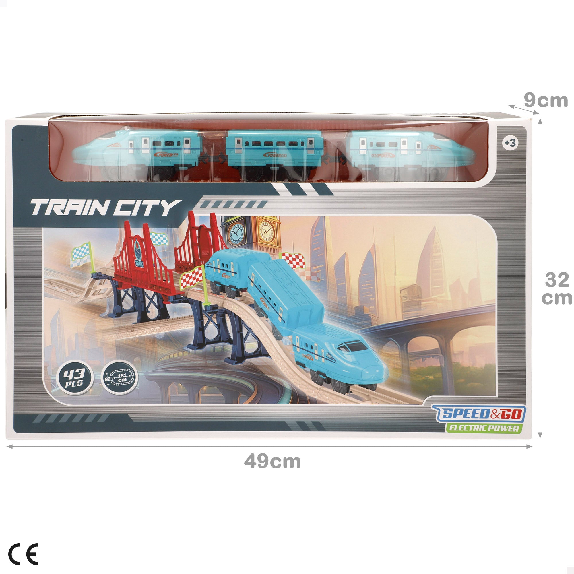 Tren eléctrico de juguete 43 piezas con sonido Speed & Go